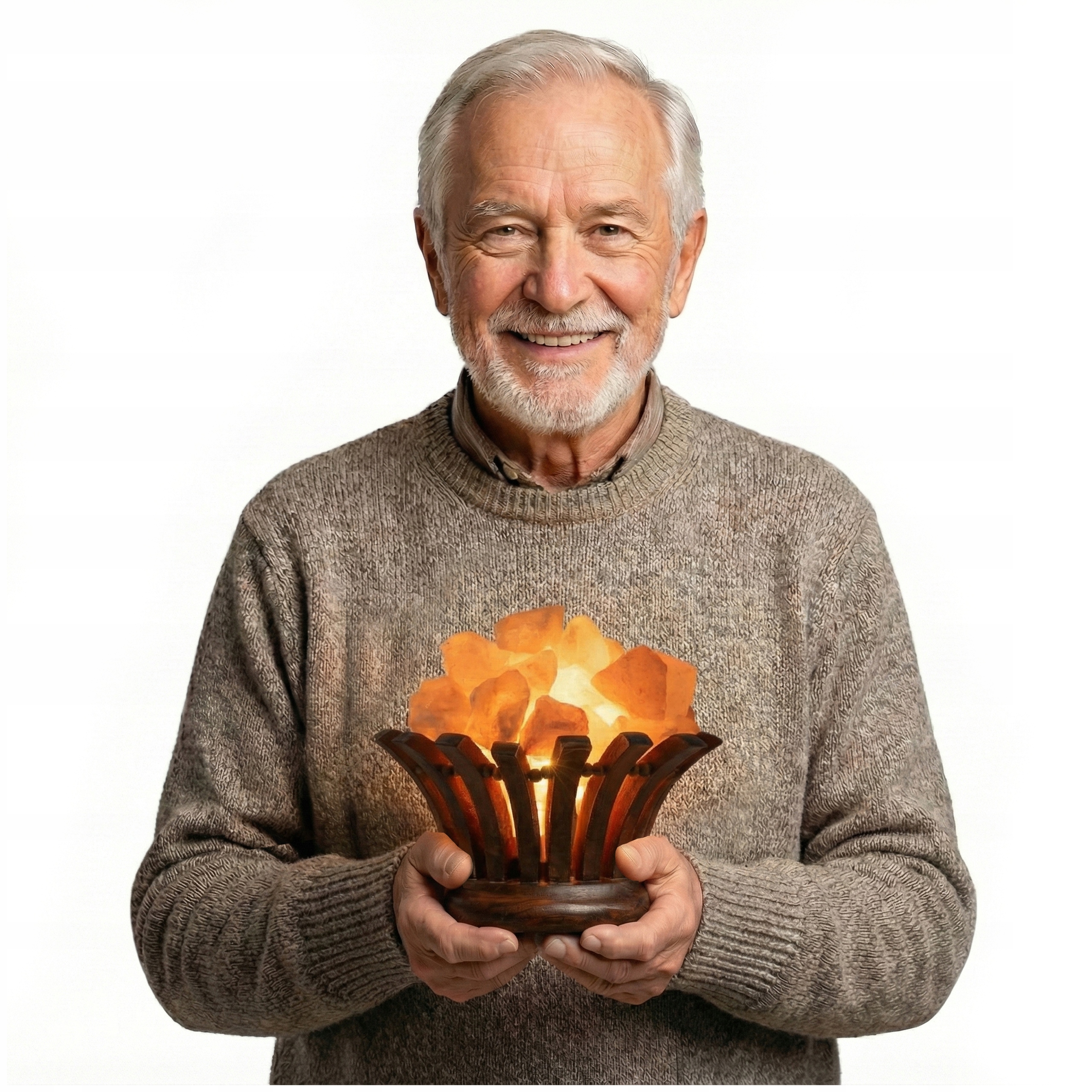 Solná lampa himalájská dřevěná mísa dárek k svátku babičky, den dědečka