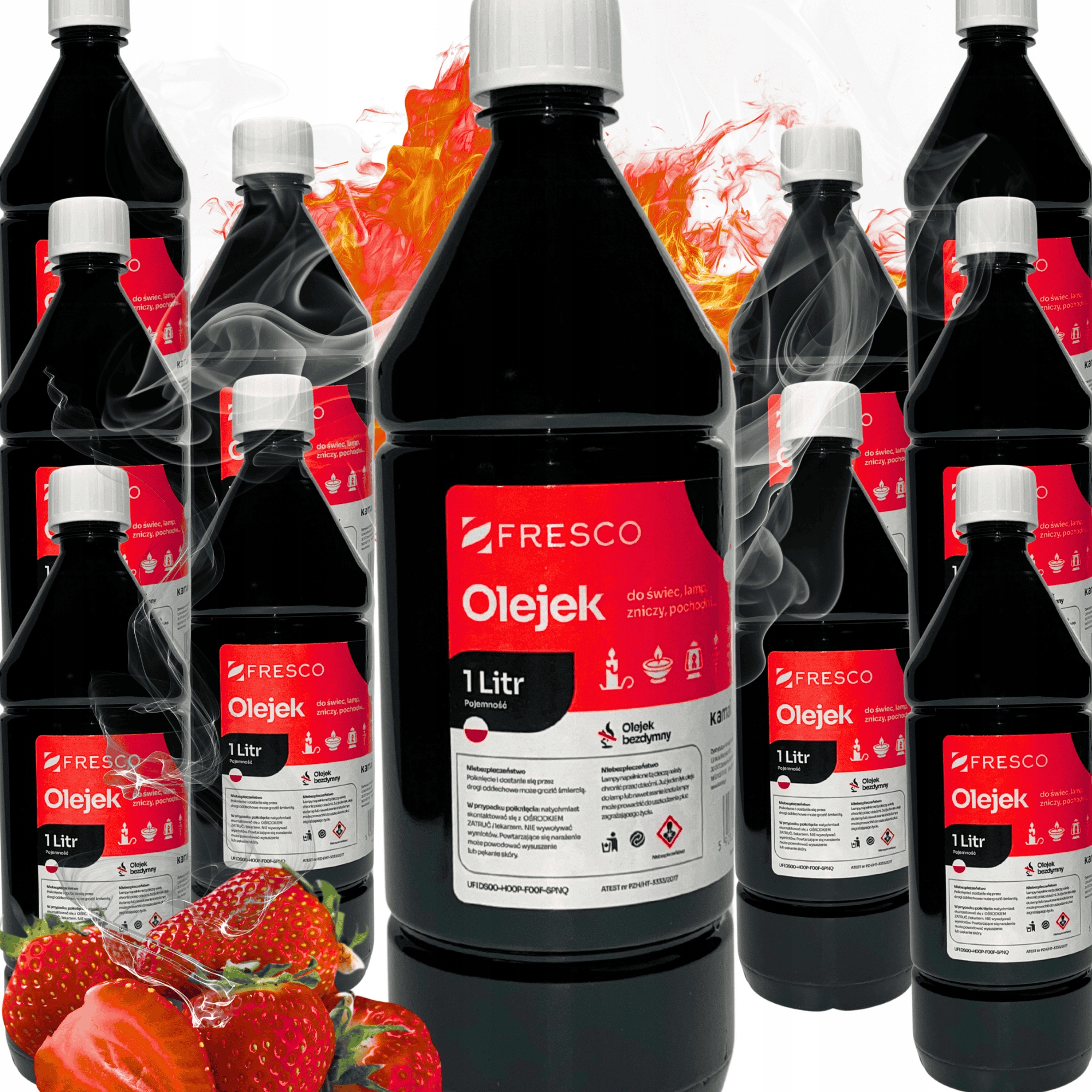 Set 15x Palivo olej do lámp, faklí a sviečok 1,0L Jahoda Nedymi