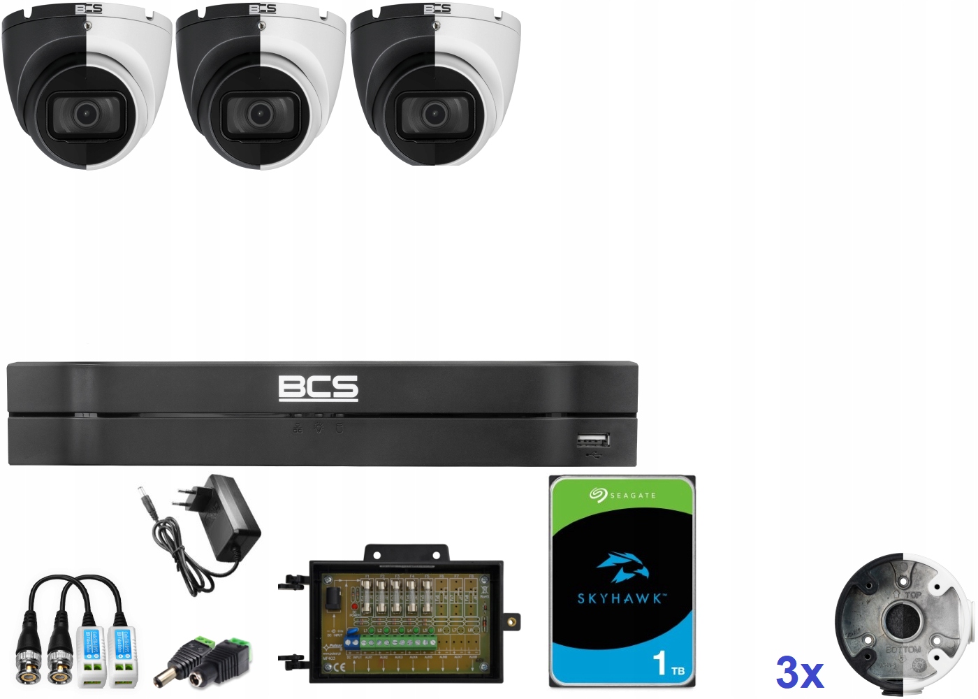 Zestaw Do Monitoringu 3 Kamer Analog BCS-EA15FSR3 Dom Sklep Firma Cctv 5Mpx