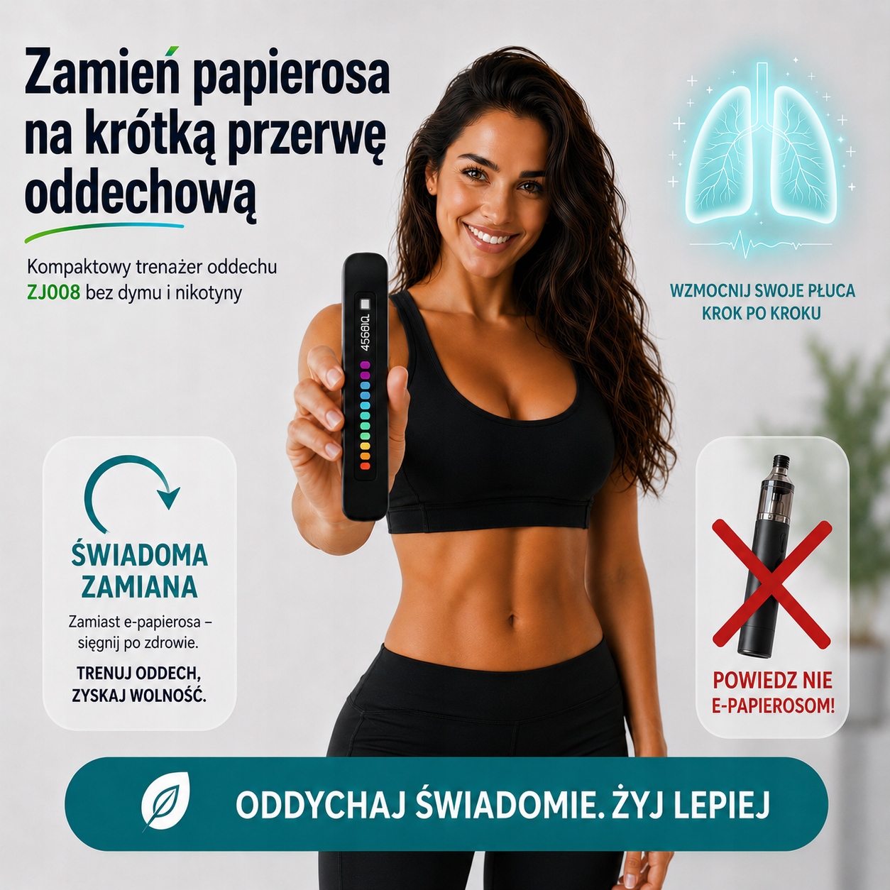 Trenażer oddechu ZJ008 wsparcie zmiany nawyku palenia
