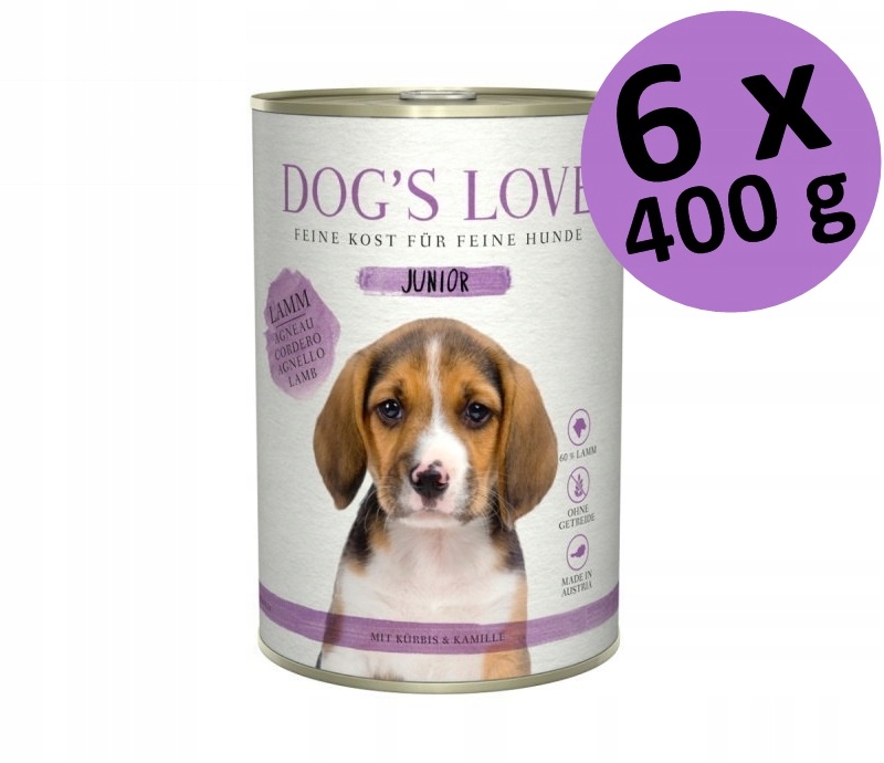 Dog's Love Junior Lamm 6 x 400 g karma mokra dla szczeniąt jagnięcina