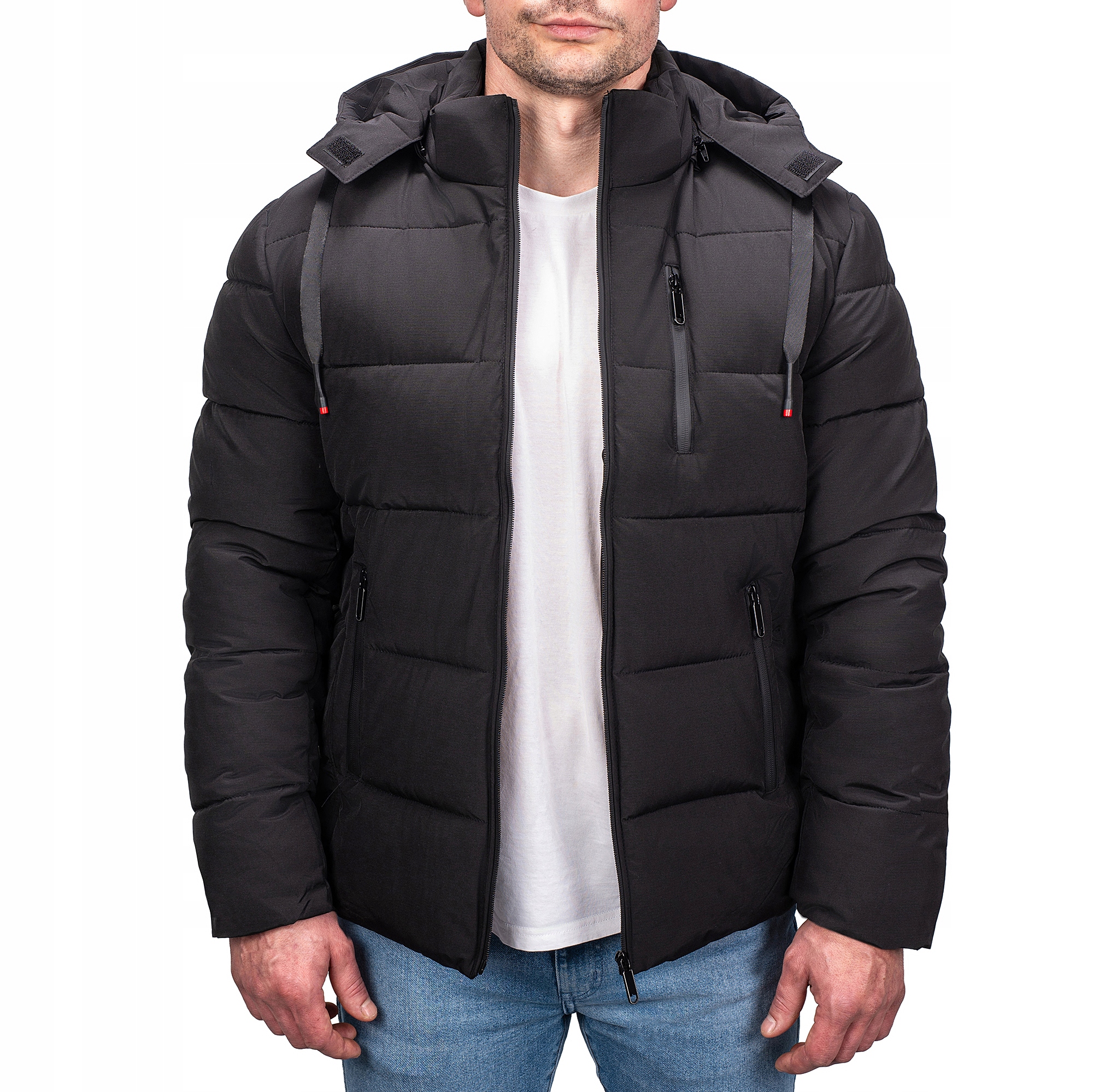 M1295-392 vel. M/50 Pánská Zimní Zateplená Prošívaná Bunda S Módní Značkou