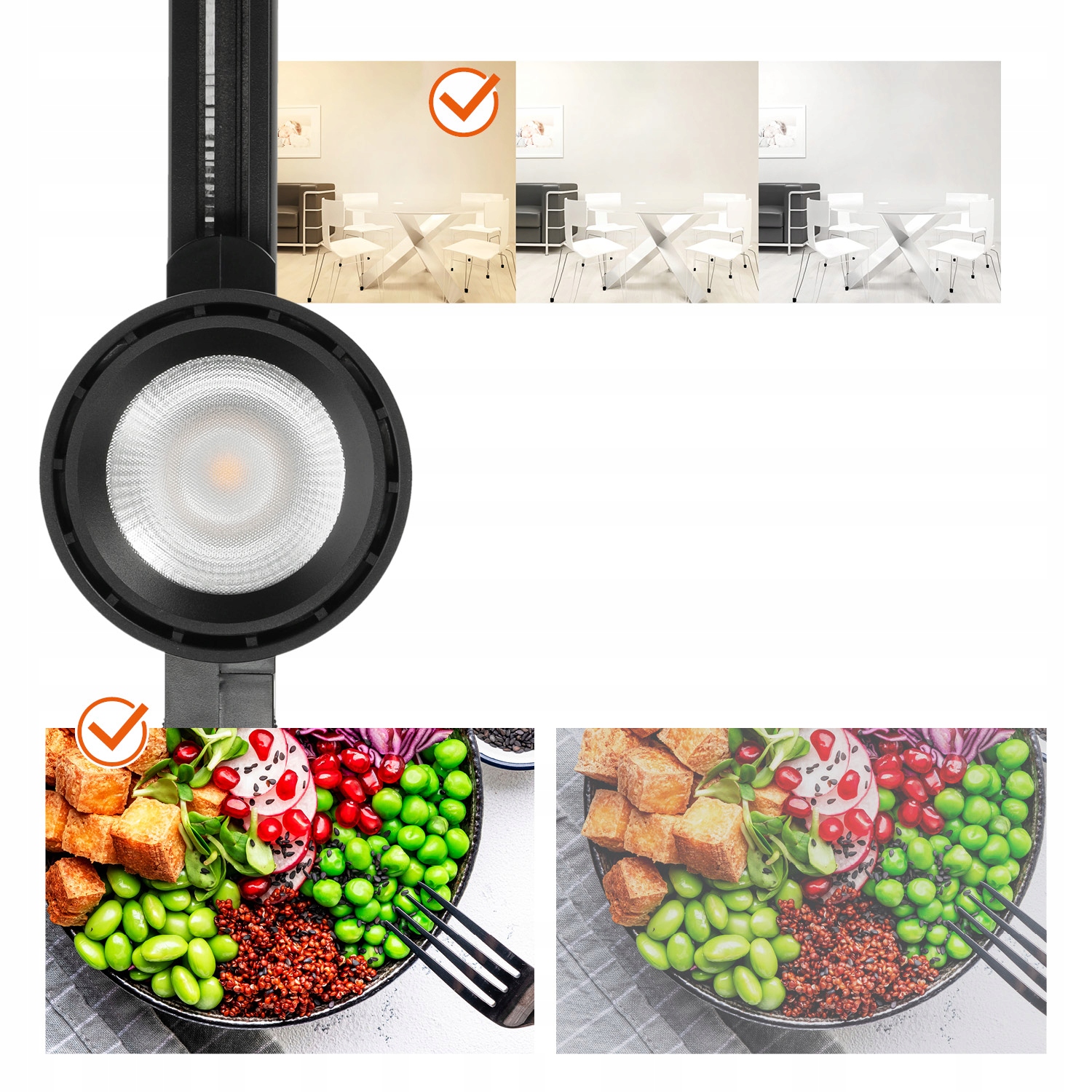 Zestaw szynowy 3 fazowy szyna 2m, 5x LED 10W CZARNY kompletny zestaw Kod producenta KFMS10CBC5PAK