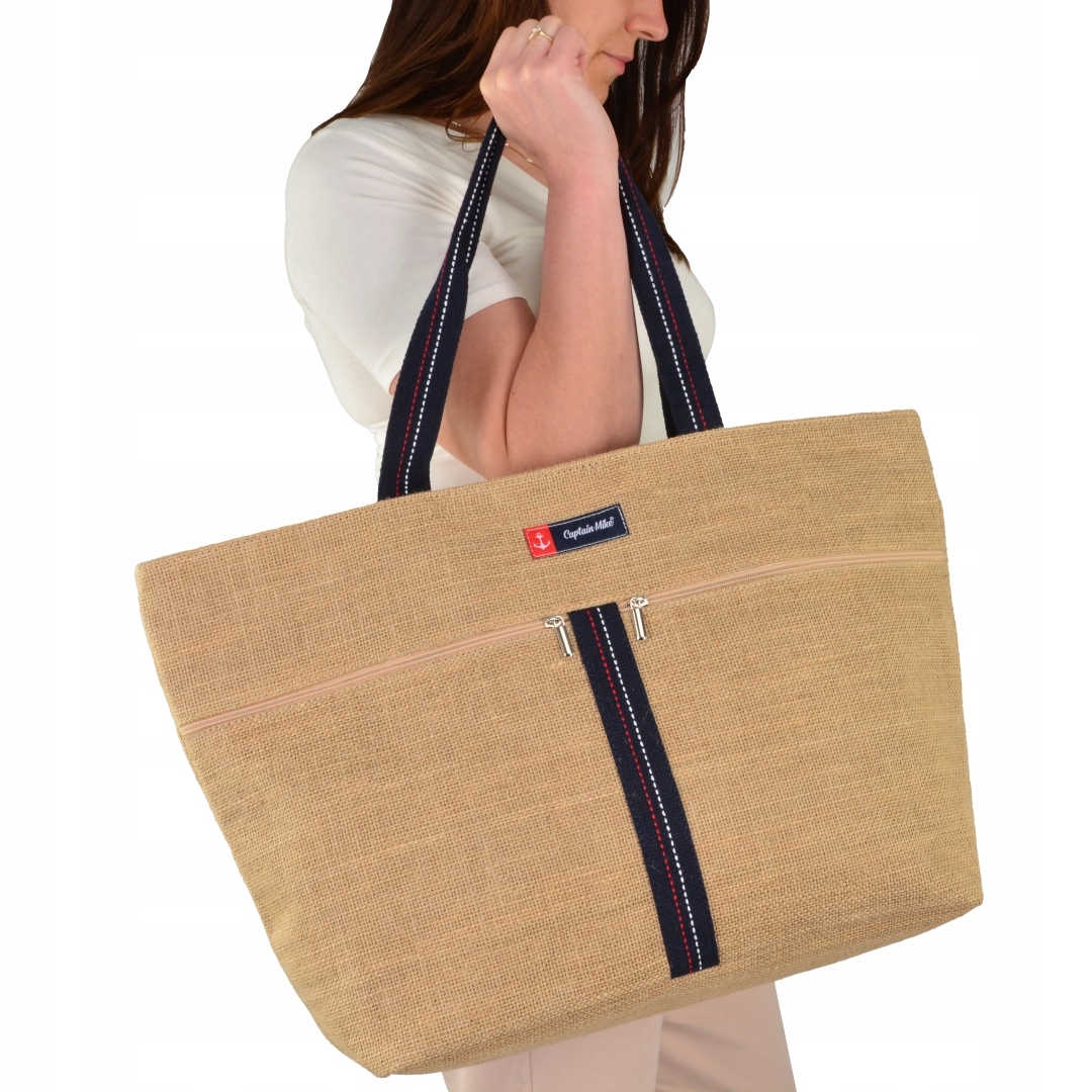 Plážová bavlněná taška 100% velká, lehká, ekologická na dovolenou Captain Mike