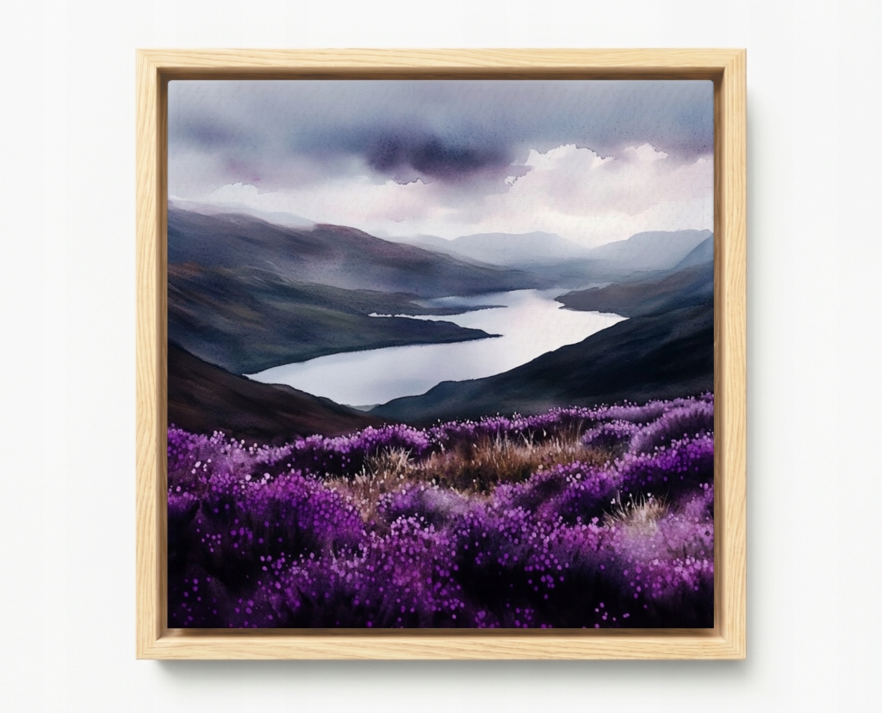 Obraz Rám Americký Box Krajina Pohled Skotsko Hory Fiorda Vřesoviště 40x40
