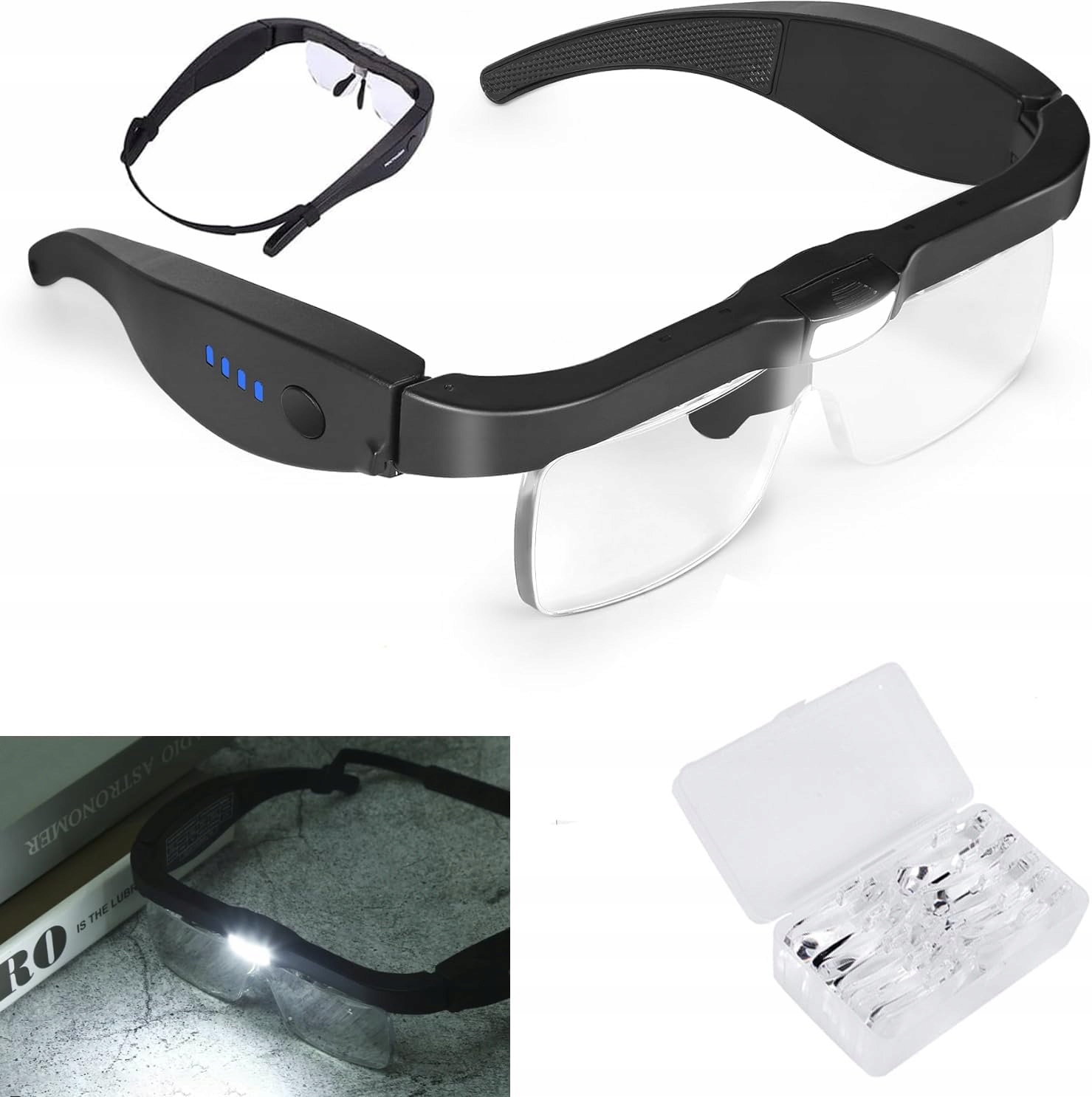 Led Zvětšovací Brýle Nabíjené Přes Usb Hodinářství Šperkařská Lupa