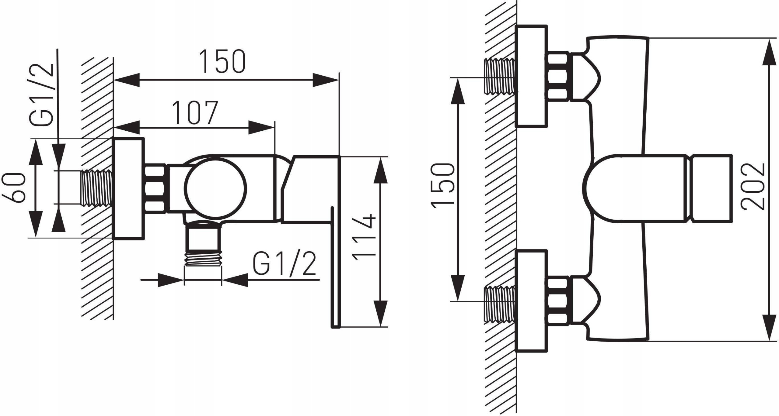 FERRO GEO bateria prysznicowa CZARNY MAT CHROM + zestaw natryskowa CUBIC Kolor czarny