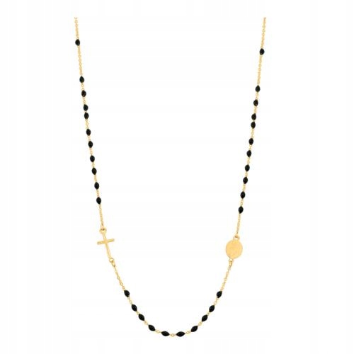 Náhrdelník ze zlata ryzosti 585, růženec s černými kuličkami jako dárek