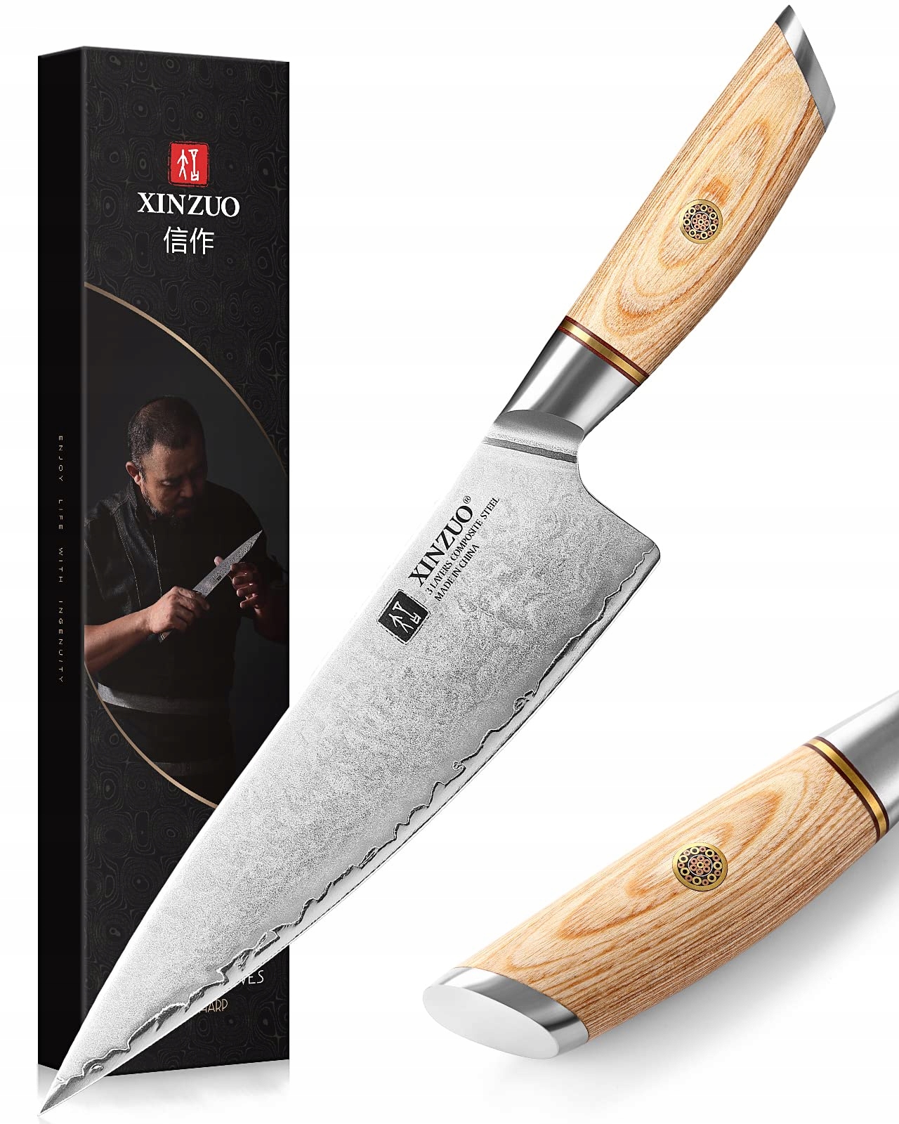 Xinzuo Nůž šéfkuchaře 21,2 cm z oceli 10Cr15CoMoV Profesionální japonský