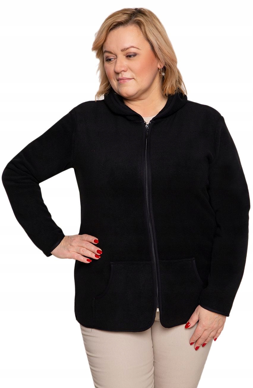 Jednoduchá černá mikina s rozepínacím zapínáním, velikost 56