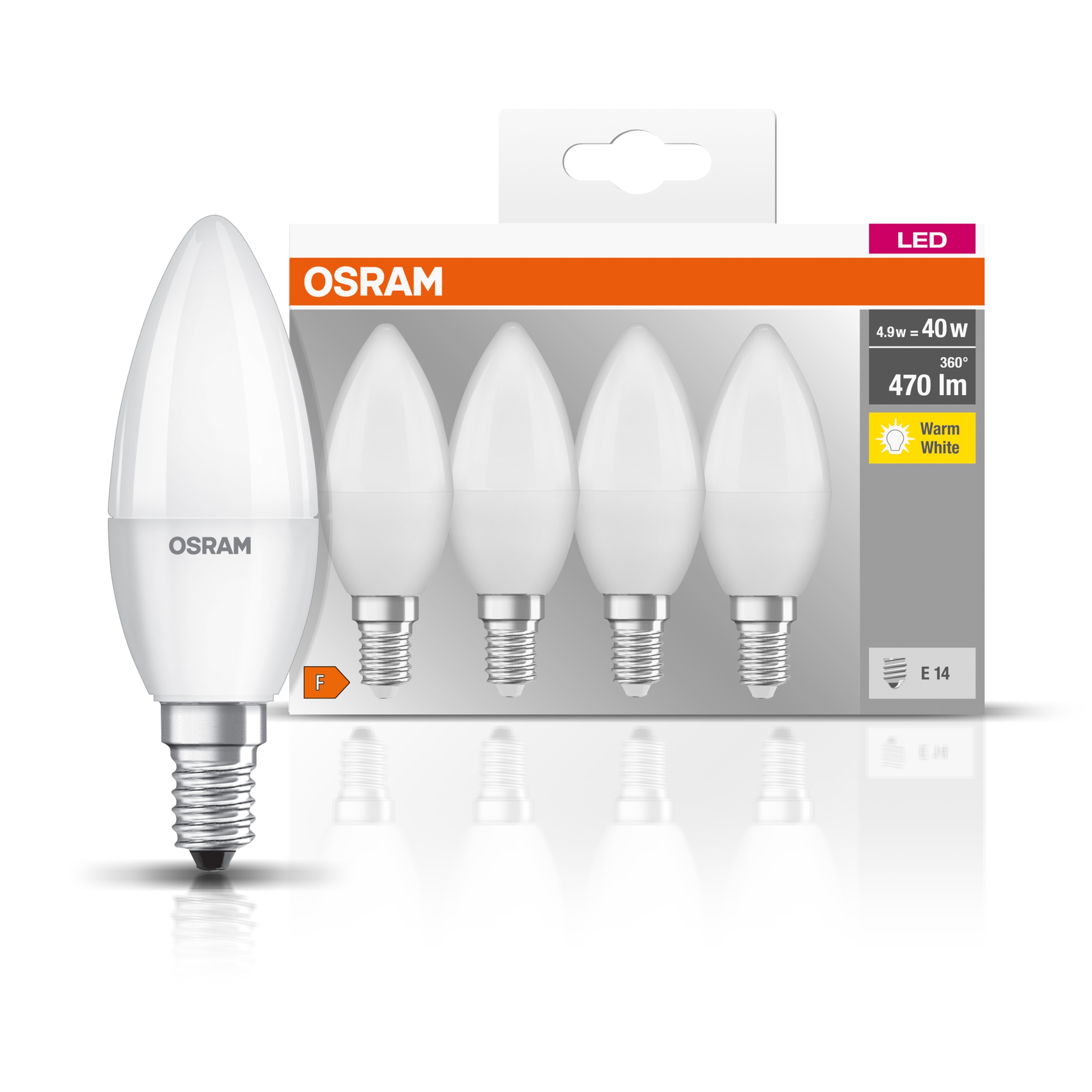 

Osram Żarówka Led E14 Świeca 4,9W 40W 2700K 4PAK