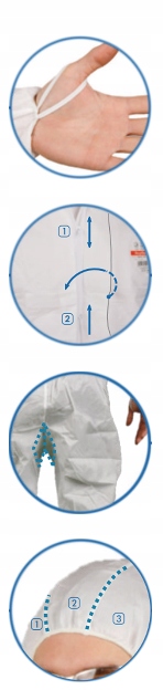 KOMBINEZON OCHRONNY c110 B typ 5 i 6 ochrona pyłowa chemiczna niebieski L Cechy dodatkowe posiada kaptur rozpinany ściągacz na nogawkach ściągacz na rękawach ściągacz w pasie