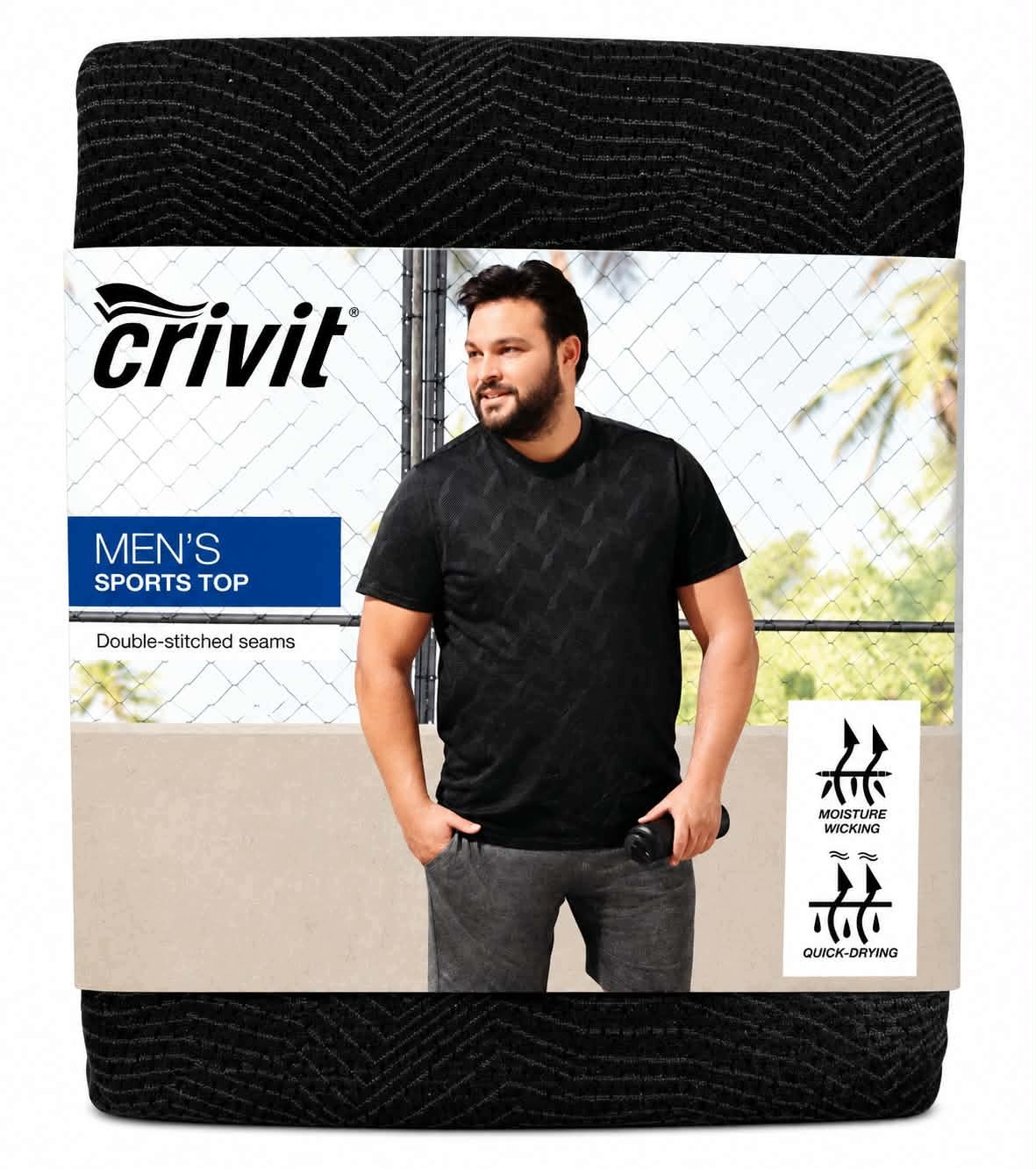 Crivit Koszulka sportowa funkcyjna męska T-shirt Czarny Wzór XXL 60/62