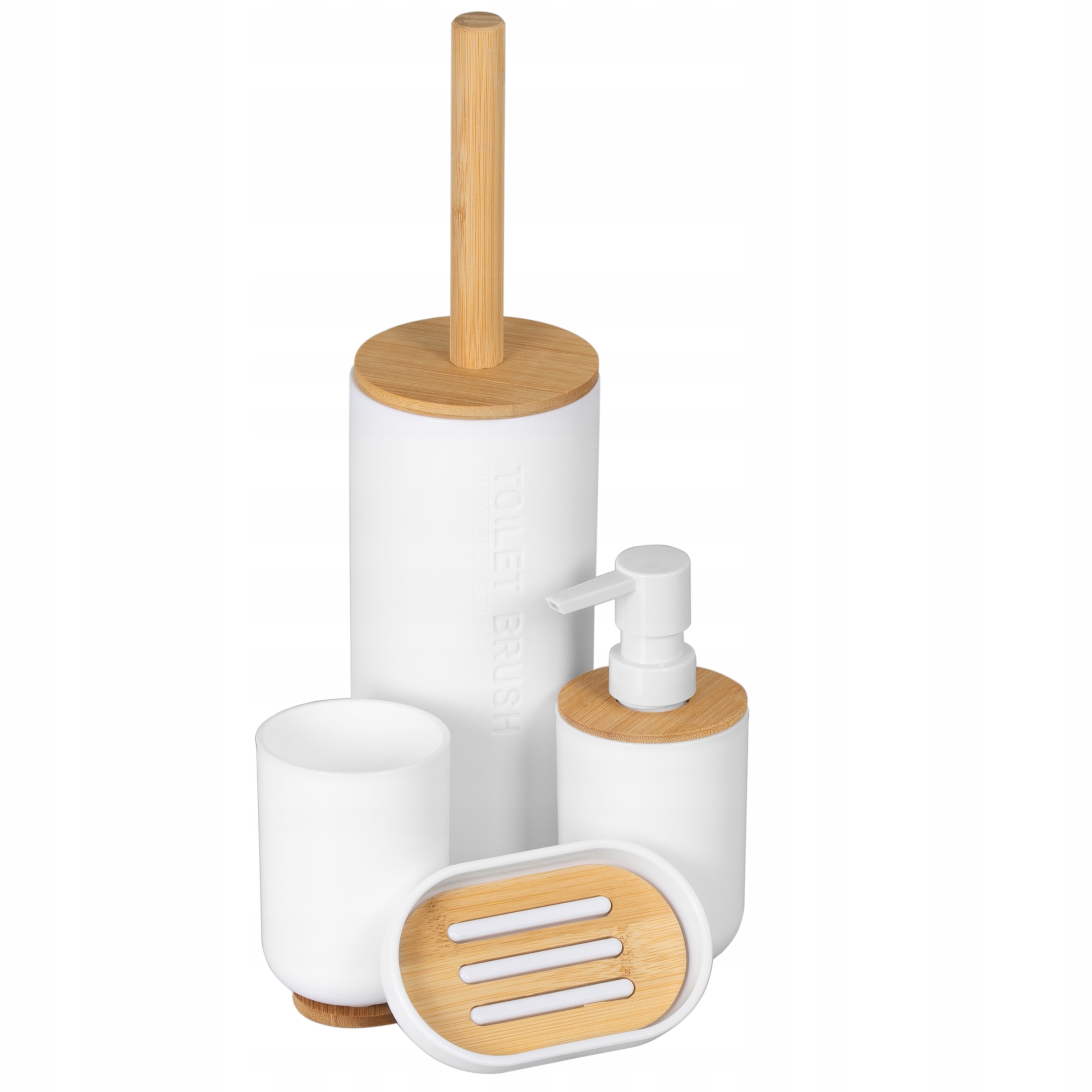 

Zestaw Łazienkowy 4 Elementy Bambus Komplet Biały