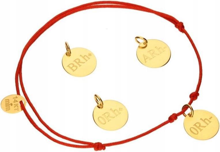 Zlatý náramek 585 s krevní skupinou arh+ 0,69 g dámská celebrita 14kt módní