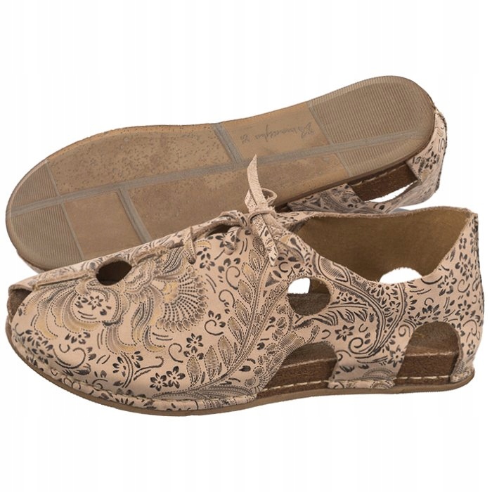 Polobotky Kožené Dámské Maciejka Béžové/Zlaté 06431-02/00-6