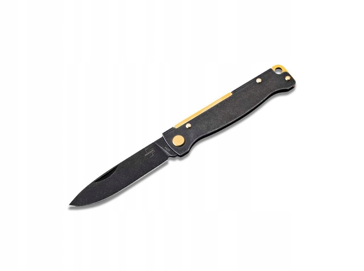 Nůž Böker Plus Atlas Black Stonewash Brass