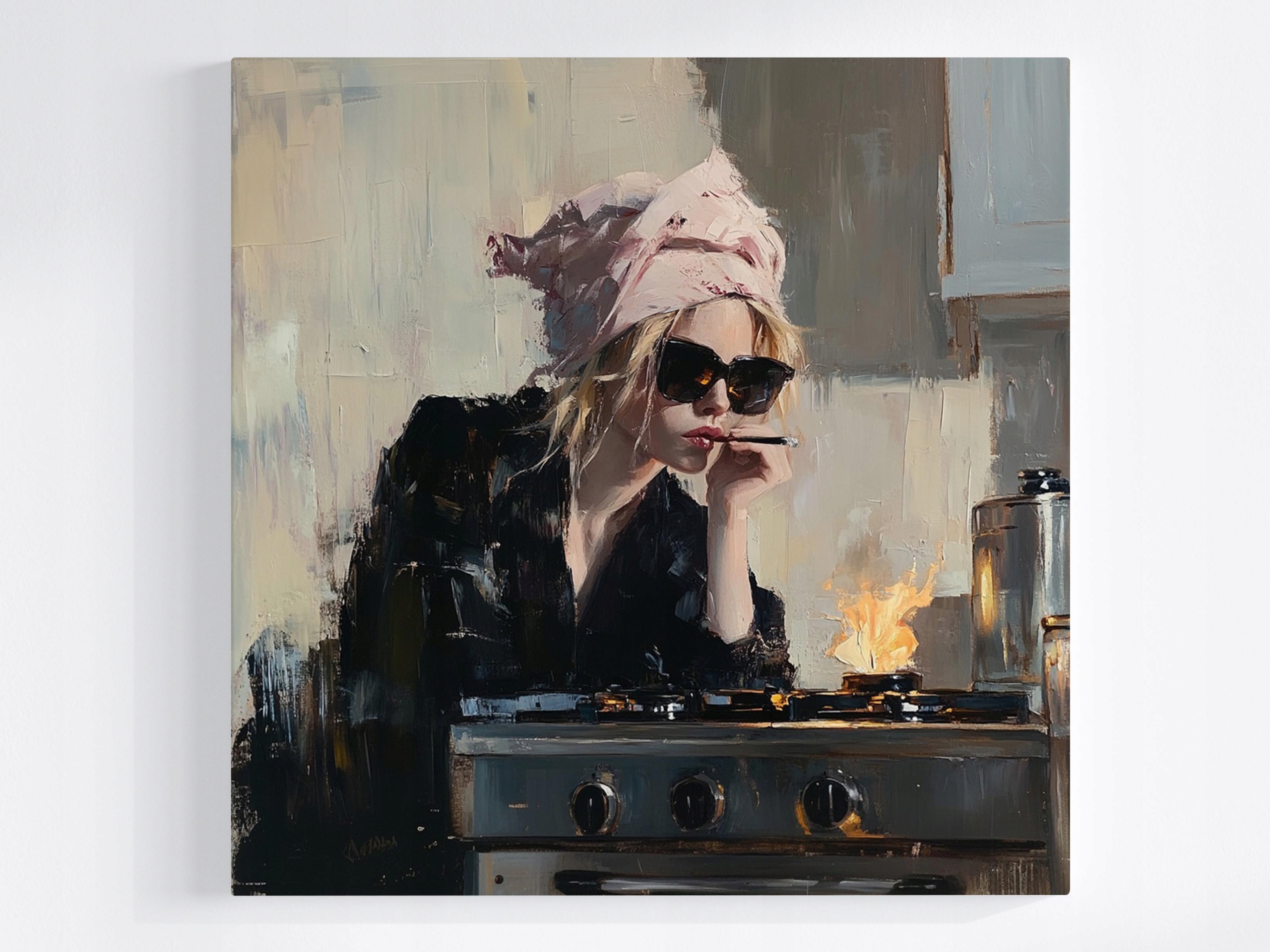 Obraz Na Plátně Canvas Žena Dívka Cigareta Brýle Portrét 80x80
