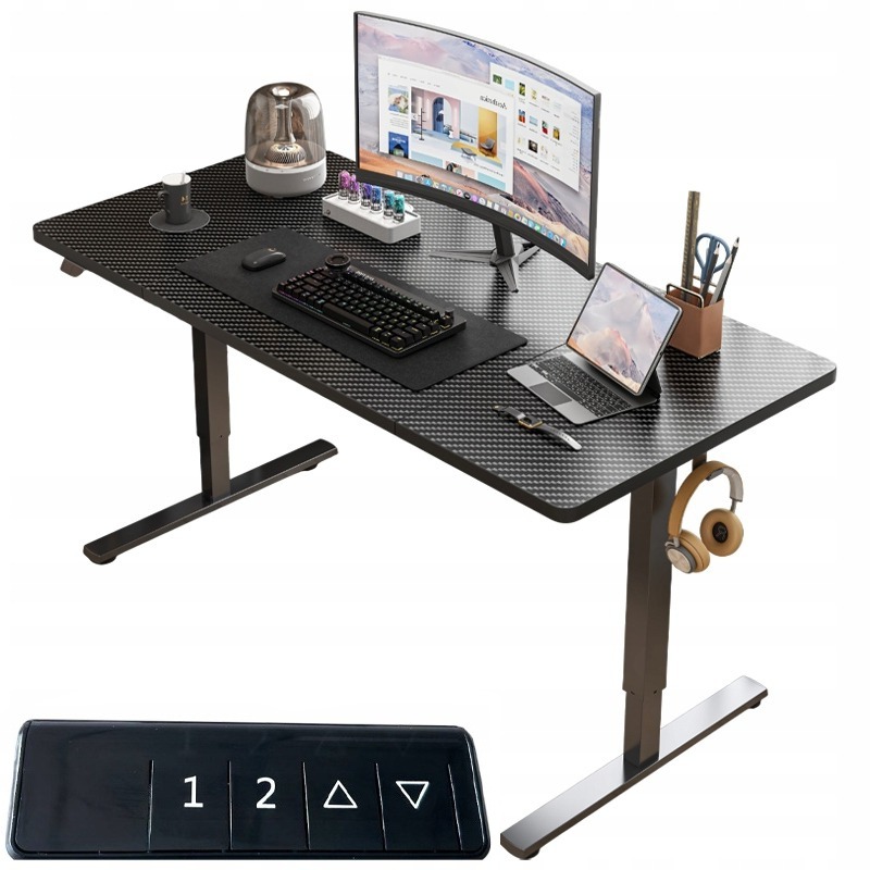 Elektrický zdvíhací stôl čierny 160x80, nastaviteľný, Moderný, 72-118 cm