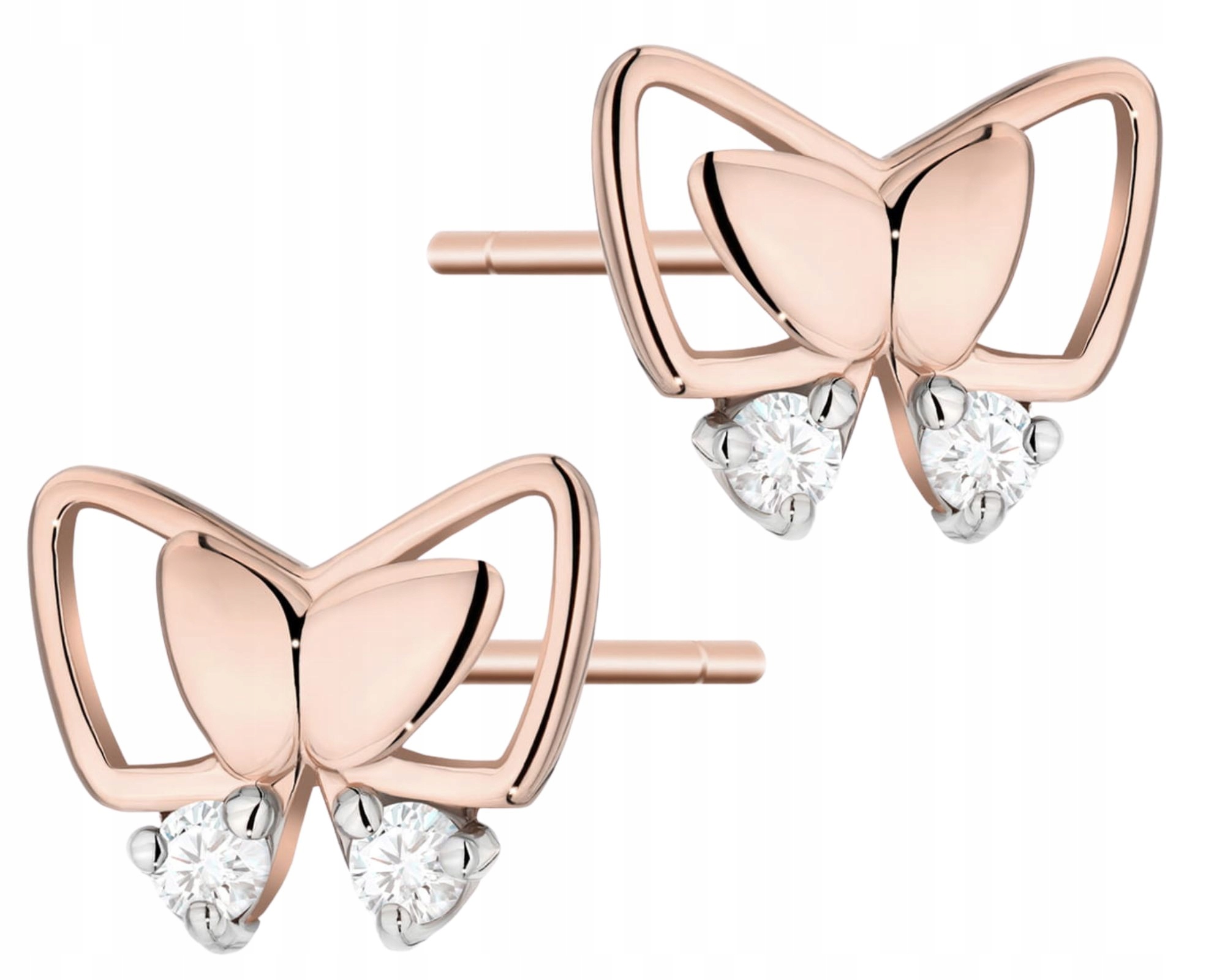Růžové zlato náušnice s diamanty a vruty 585