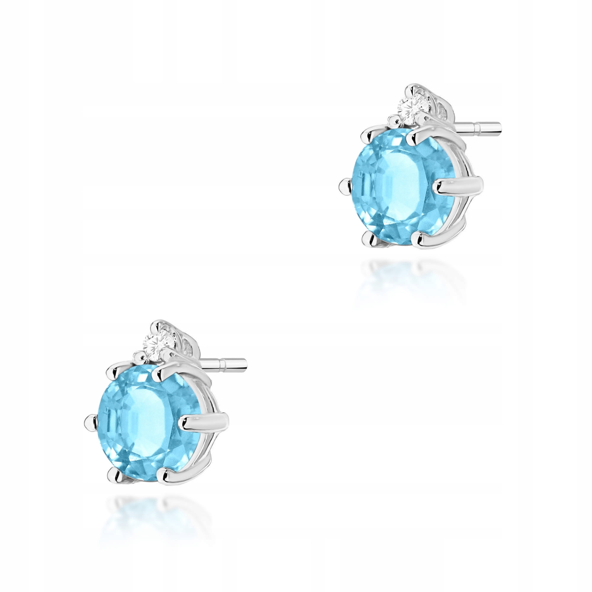 Náušnice z bílého zlata 585 Topaz Swiss 0,50 ct s diamanty 1,1 diamant