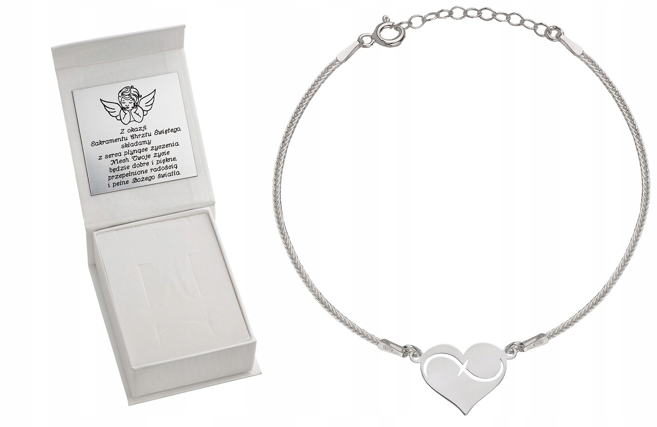 Stříbrný náramek srdce gravírování bonus