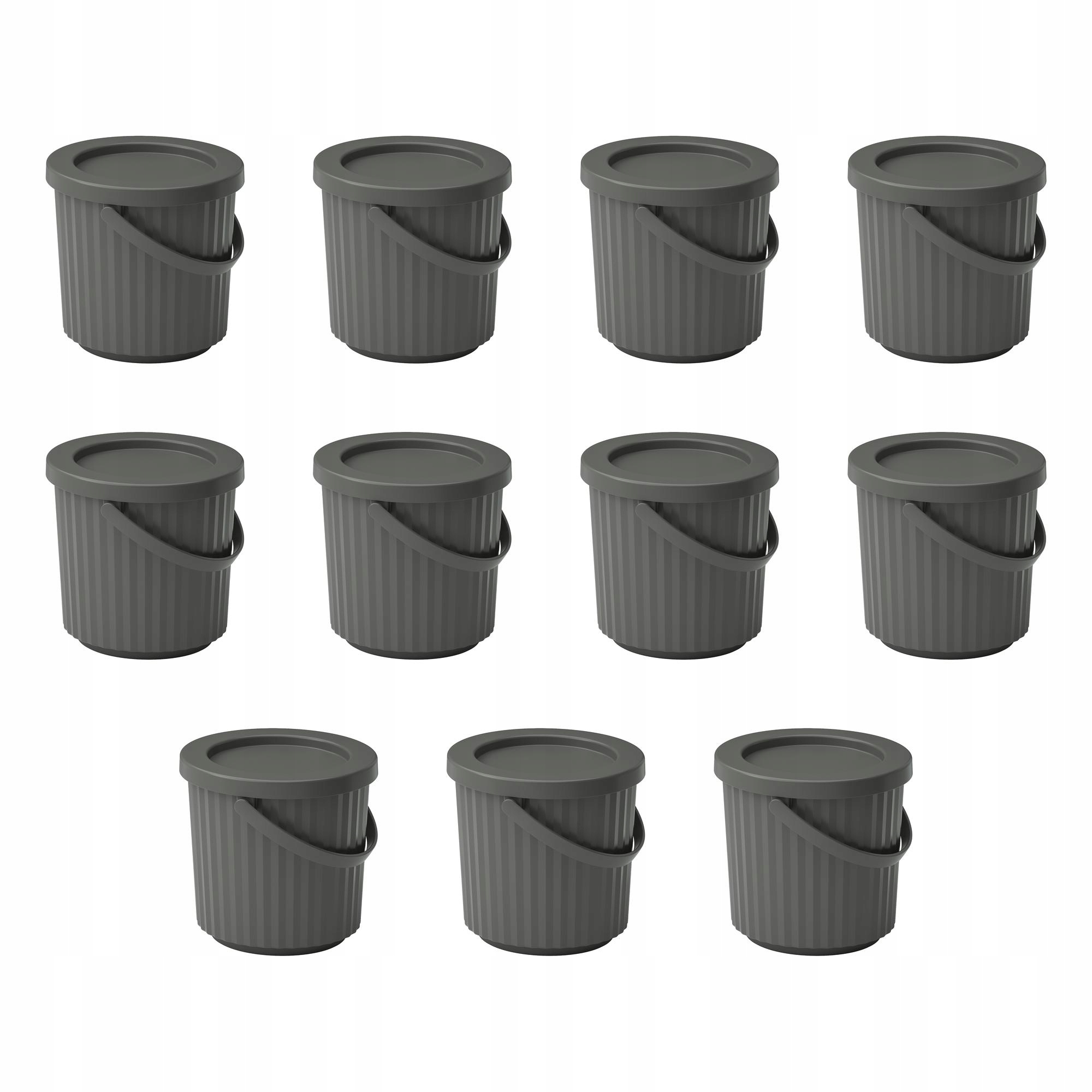 11 ks Koš s víkem 8 l tmavě šedý pro třídění Dammang