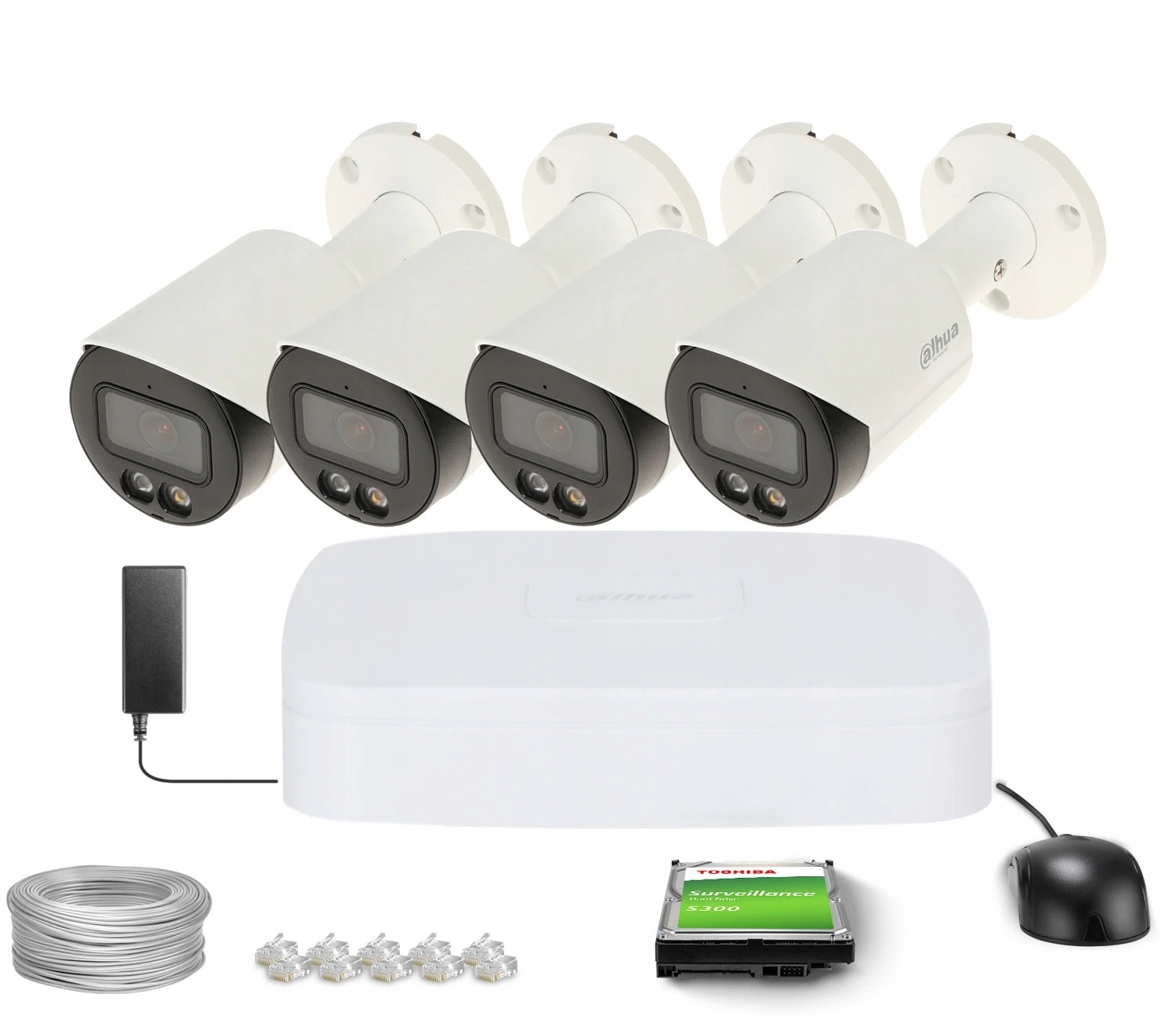 Sada na monitorovanie domu firma 4x IPC-HFW2449S-S-IL-0280B 4Mpx Ir Led