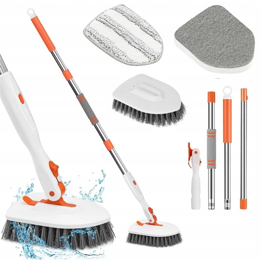 Levně Kartáč 3V1 Do Koupelny Teleskopický 133 CM, 3 Vyměnitelné Hlavice, Sprchová Vanička