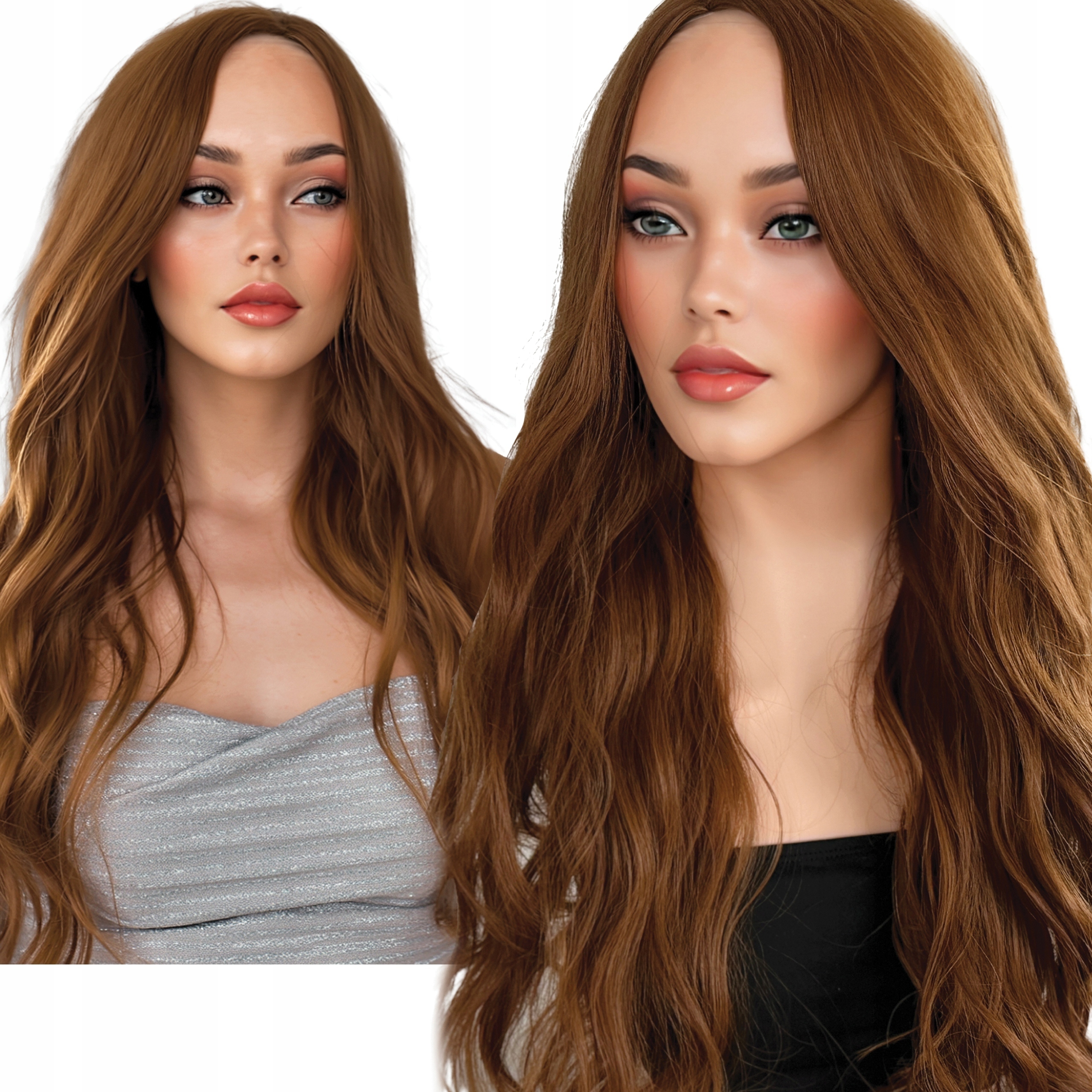 Syntetická paruka Umělé vlasy Kudrlinky Hnědorudé vlasy světlé krásy