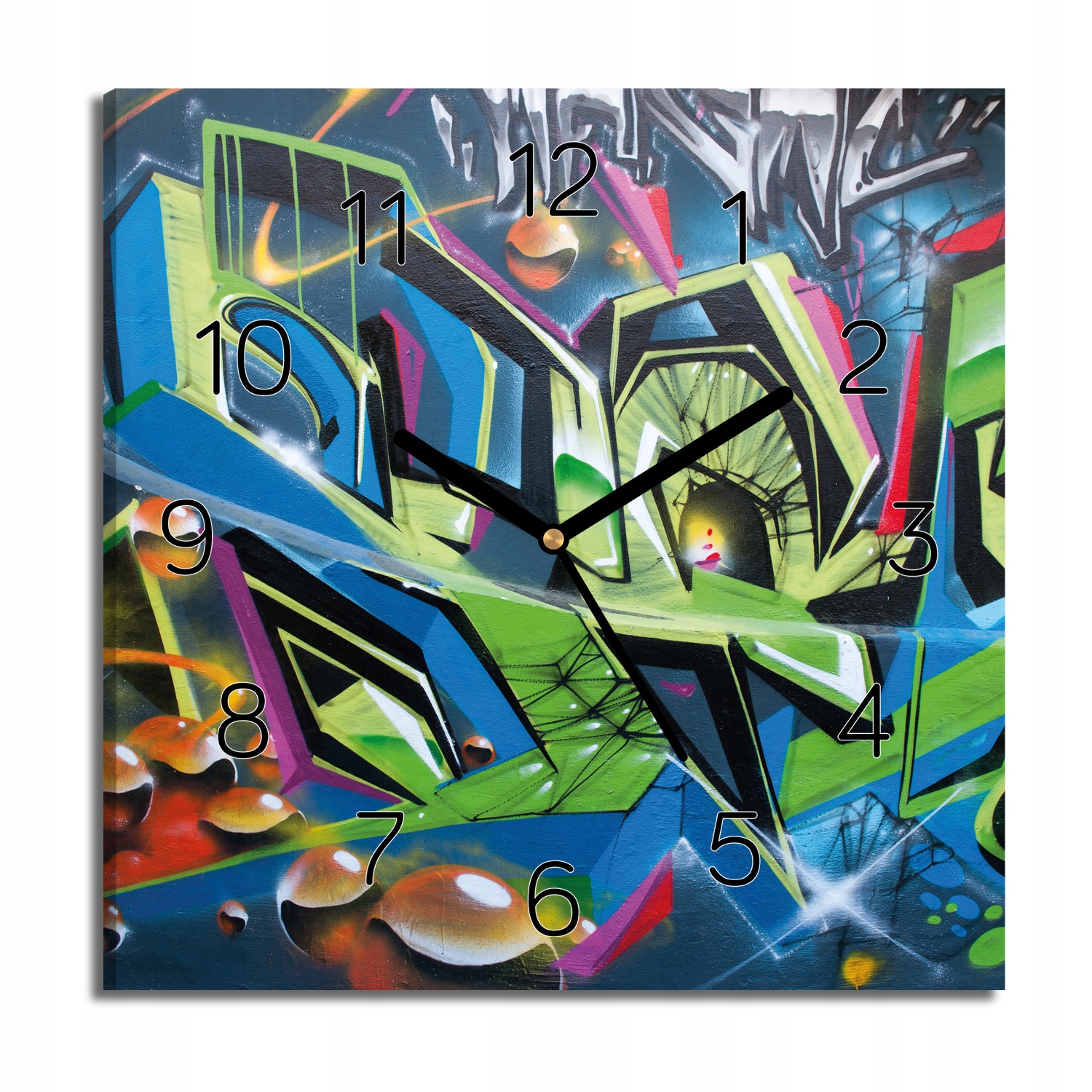 hodiny na plátně Nápis graffiti s fotografií 30x30