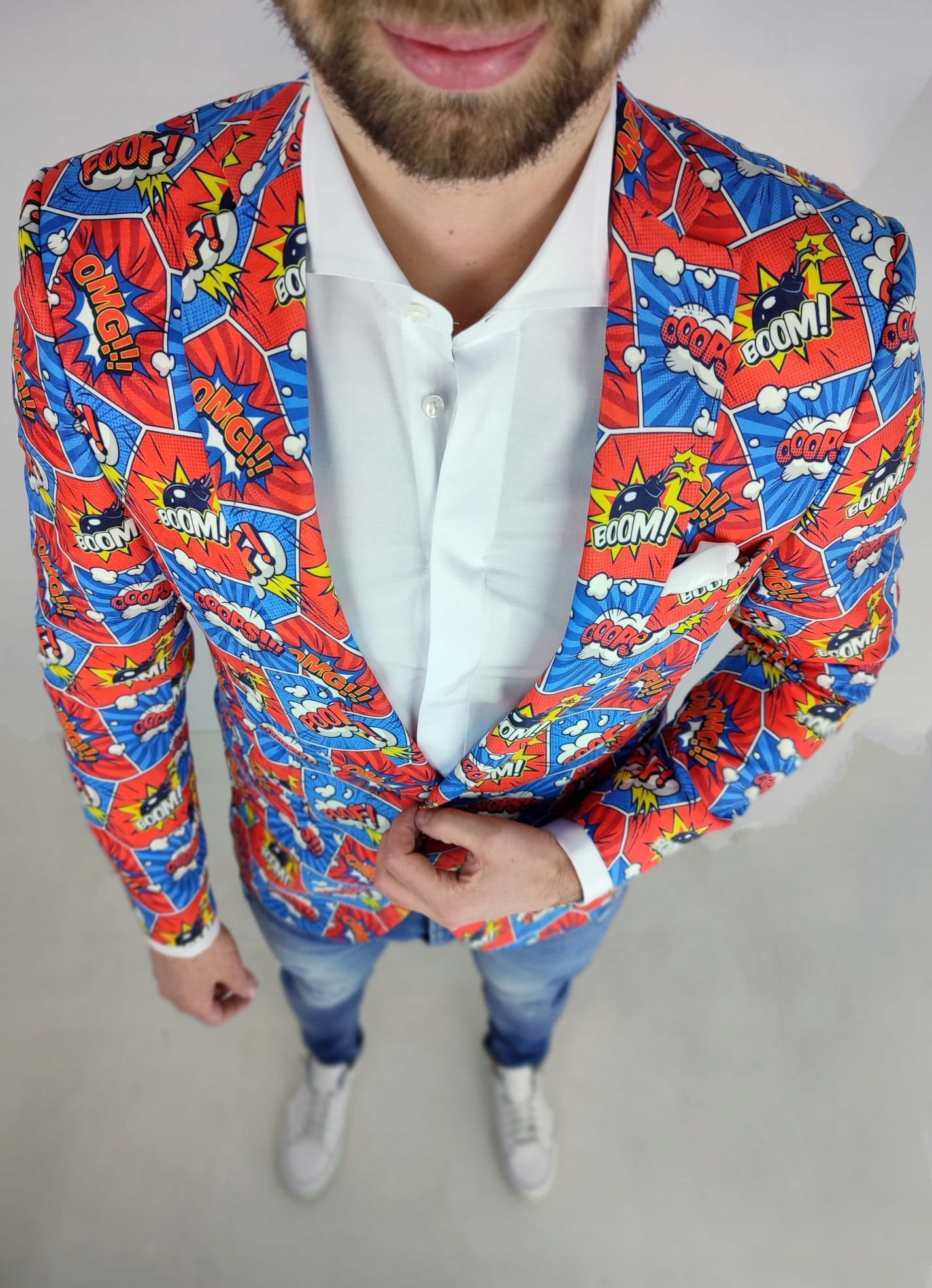 GIOVANNI PERA Marynarka męska D408 komiks 60 XXL Rozmiar 60