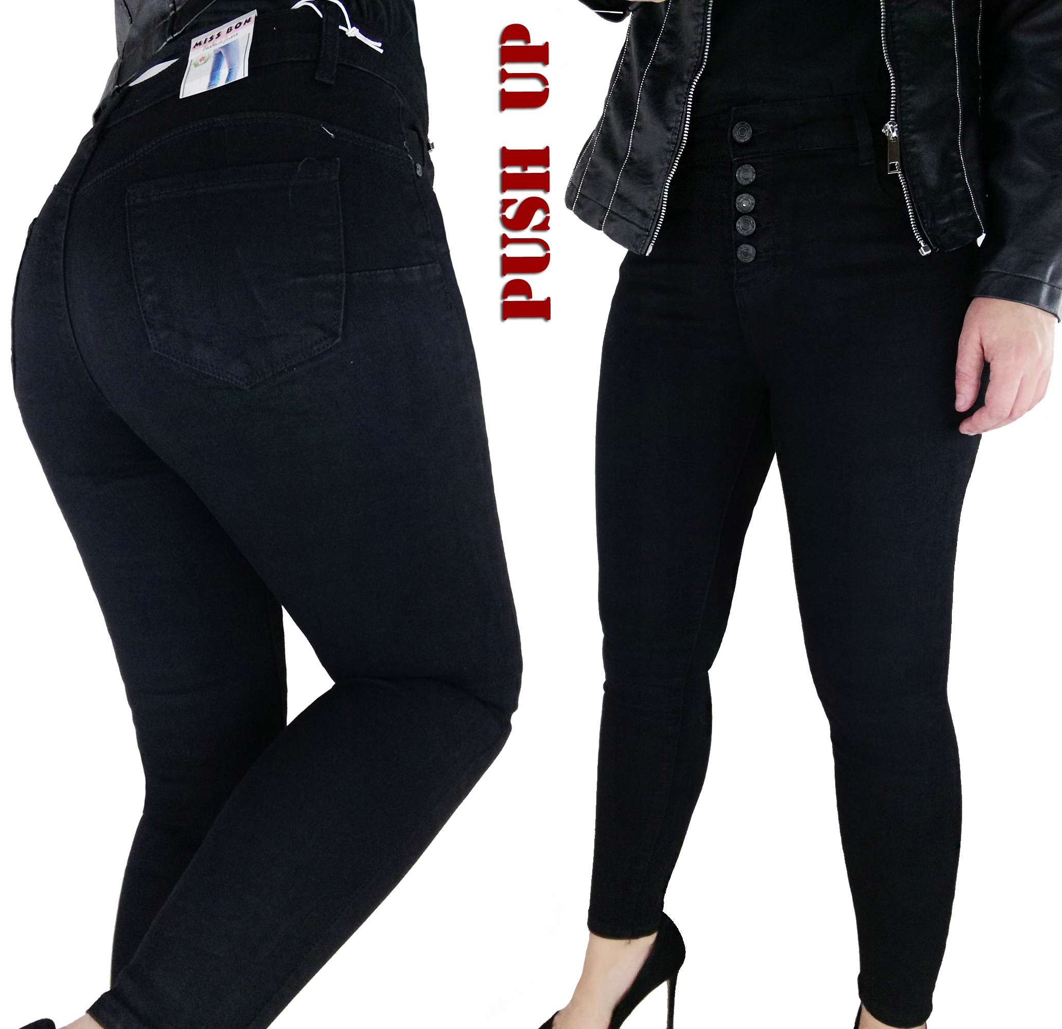 

Wyszczuplające Jeansy Guziki Push Up 42 XL