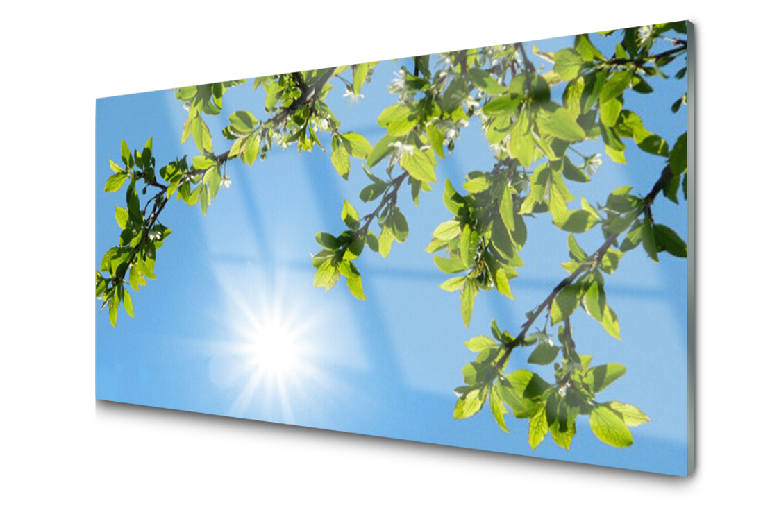 

Panel szklany dekor Słońce Liście 120x60 + Klej