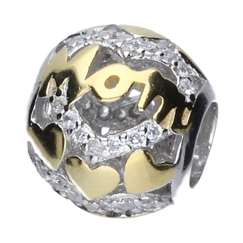 Ažurový přívěsek Bead Stříbro 925 a 24K Zlato s zirkony jako dárek 1.94 g