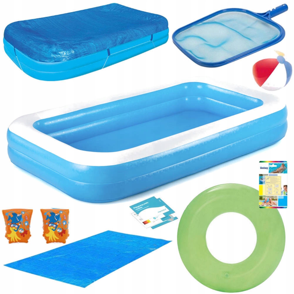 9w1 Basen 305x183x46 Bestway Mata Pokrywa Piłka Koło Rękawki Siatka