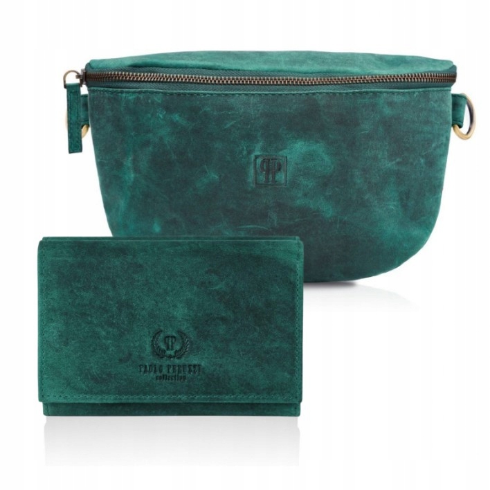 Dámská kožená peněženka Malá a Ledvinka Vintage; dárková sada