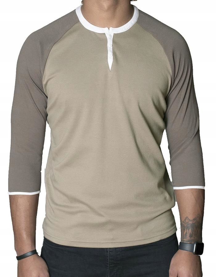 

Koszulka beżowa Henley rękaw 3/4 Spear Apparel S