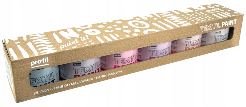 PROFIL Farby do tkanin jasnych 6 kolorów po 50 ml Marka Profil