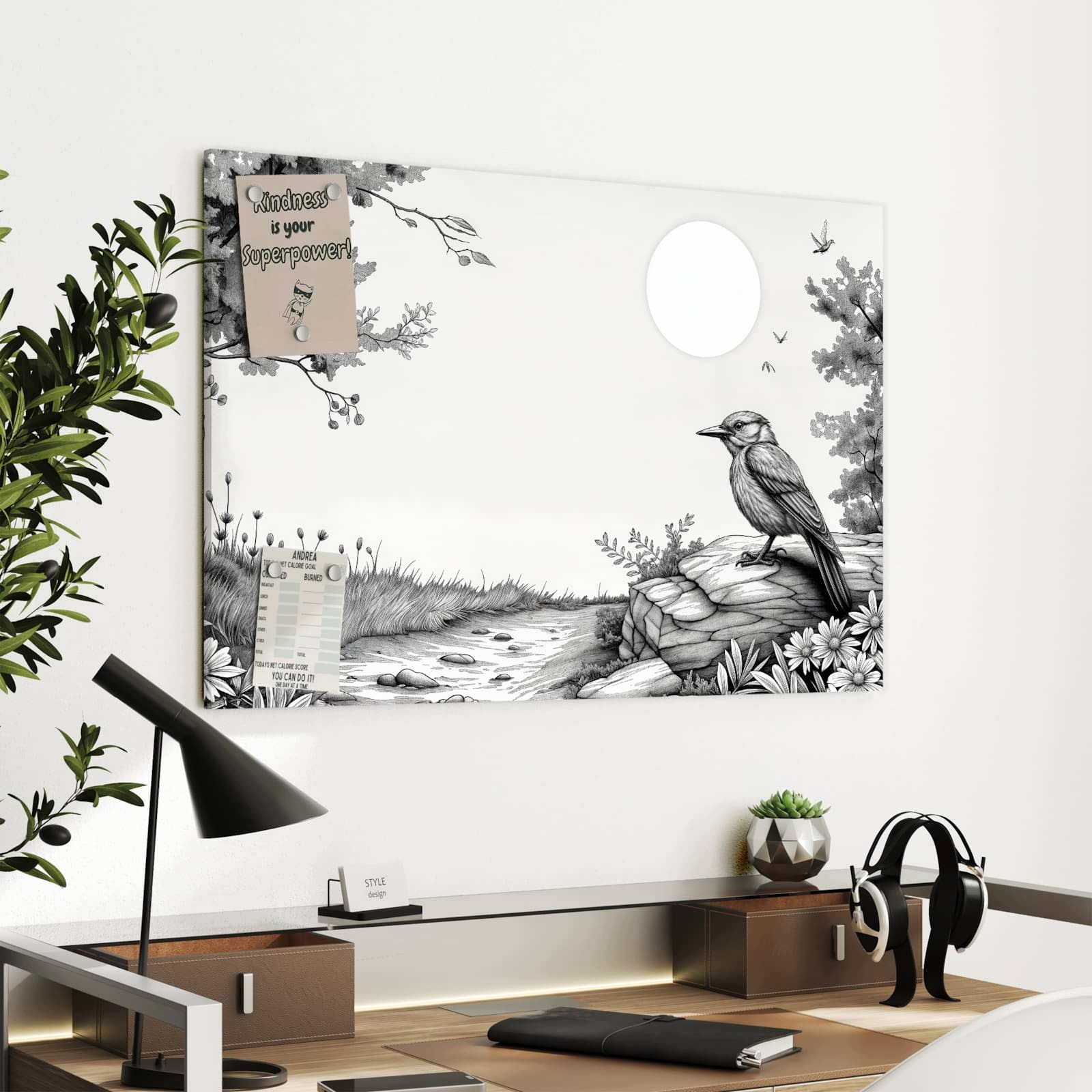 Magnetická tabule Příroda Ilustrace 90 × 60 cm