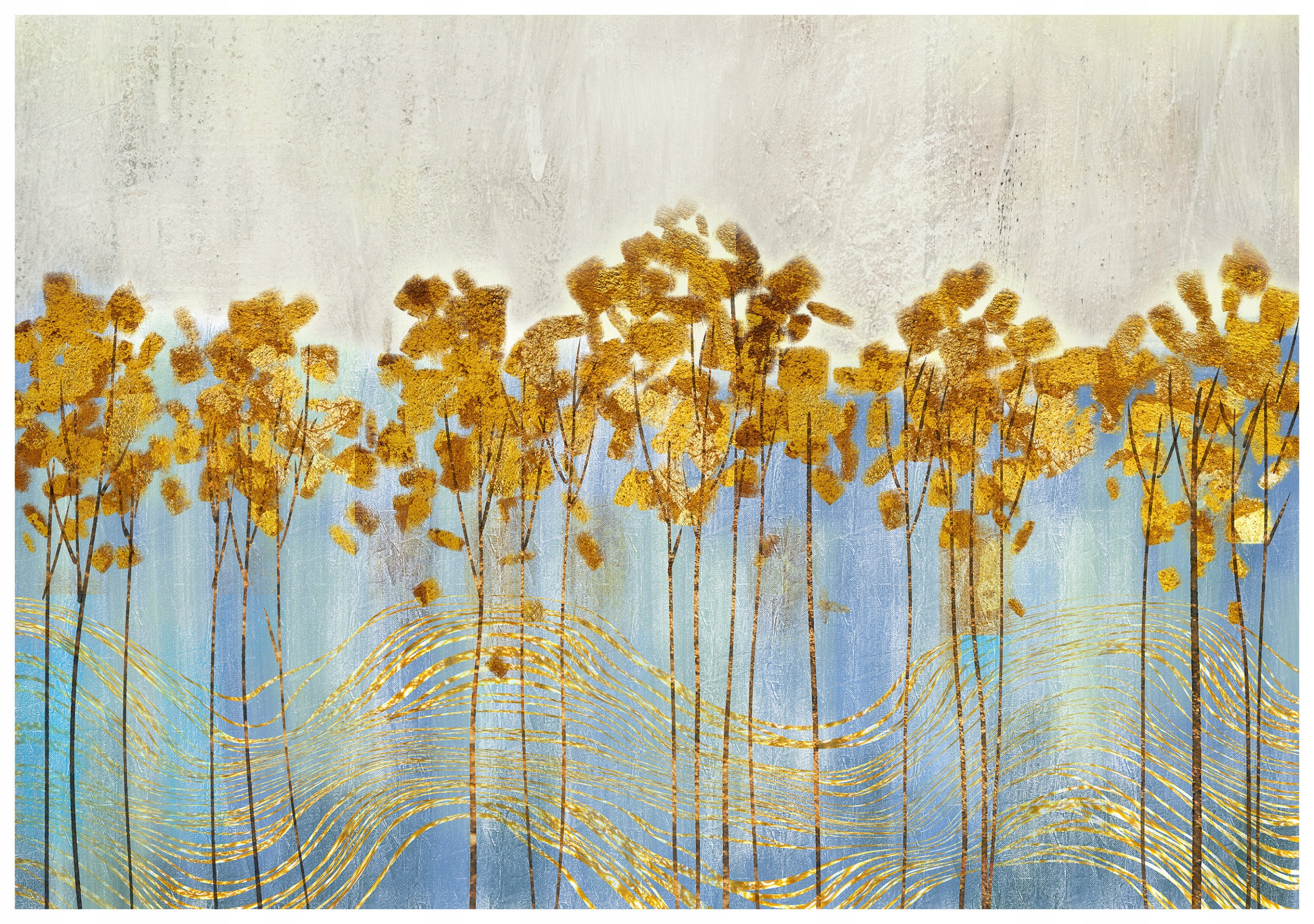 Fototapeta Zlaté stromy abstrakcia čiary na modrom pozadí 300x210 lepidlo