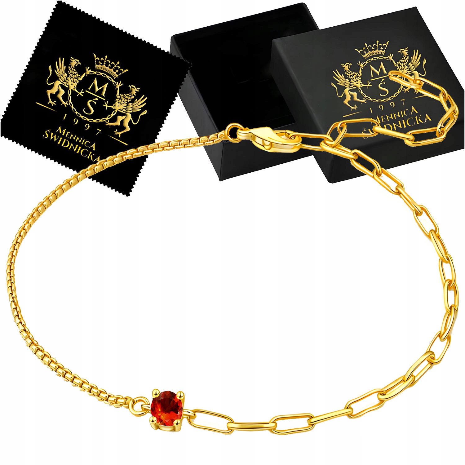 Elegantní stříbrný náramek na nohu 925 s Rubínovou zirkonií jako Dárek