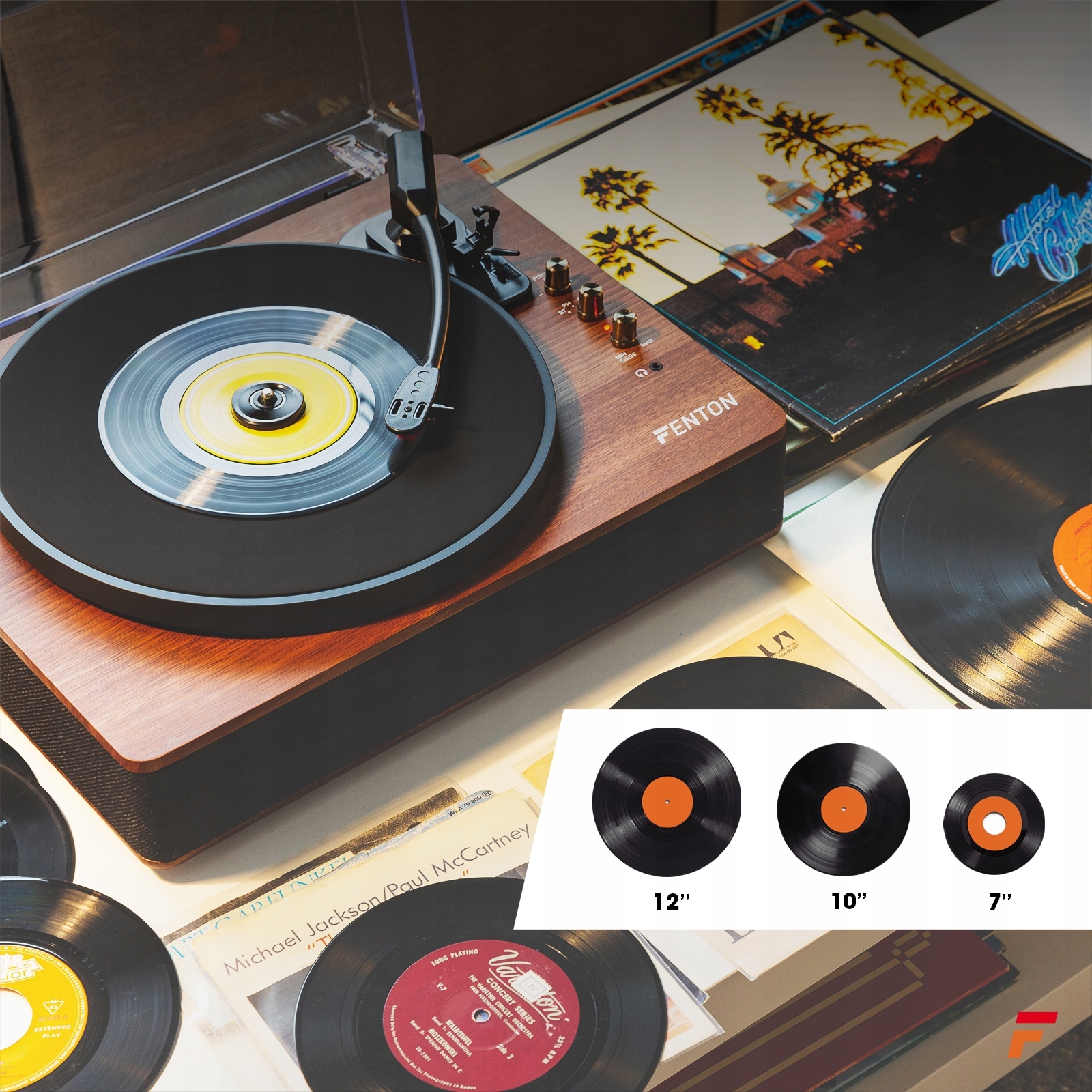 Gramofon z głośnikami USB bluetooth Fenton Winyl Napęd paskowy