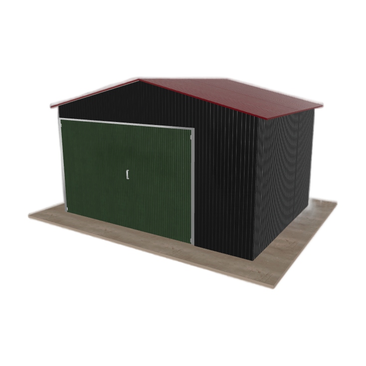 Plechová garáž 4x3 m jednopolohová, sedlová, černá