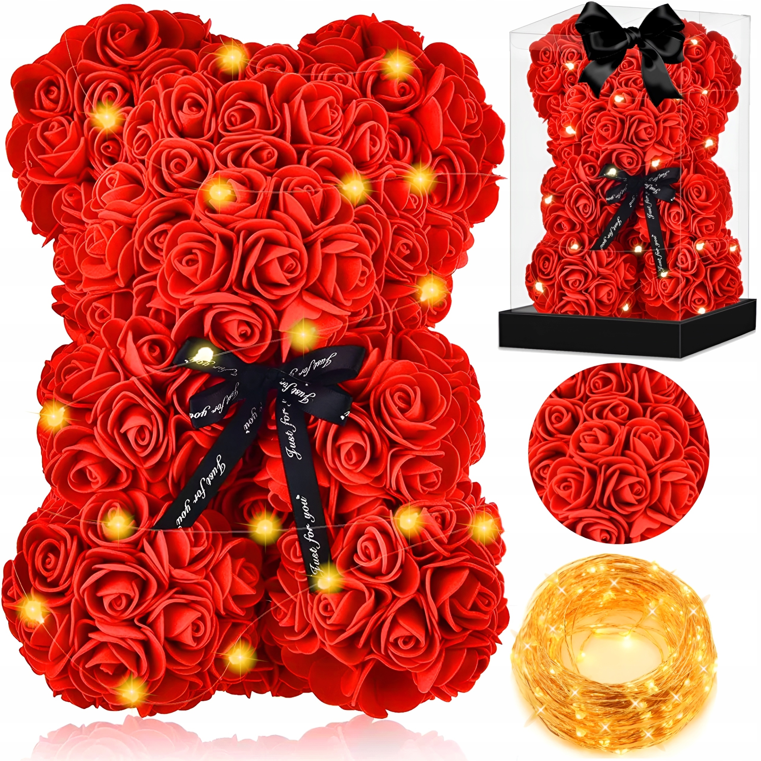 Giftbox Sada Led Medvídek Z Růží, Nádherná Valentýnka