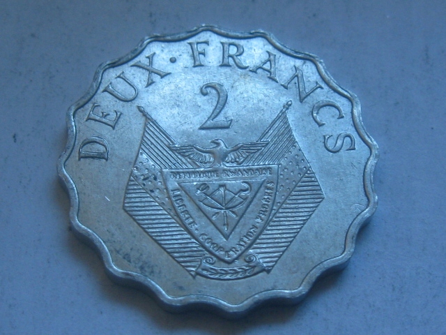 nr175 Rwanda Moneta 2 Francs 1970 Ładny stan
