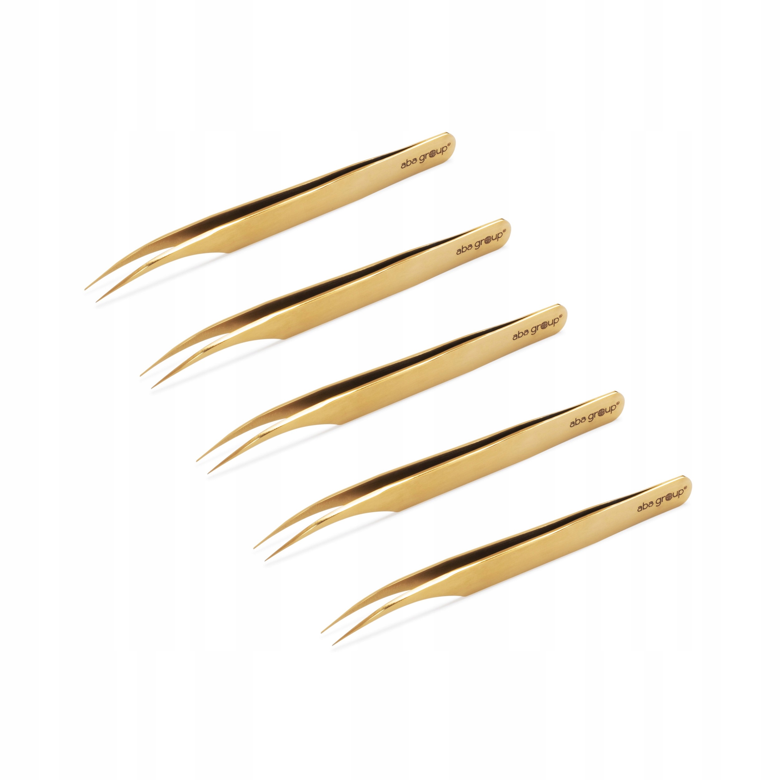 Pinzeta na aplikaci řas zlatá S-804-B Sada 5 ks Aba Group