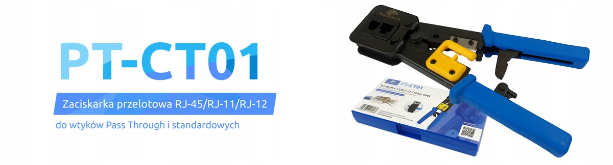 Zaciskarka przelotowa tradycyjna RJ45 RJ12 RJ11 PT-CT01 etui obcinarka Certyfikaty zgodności CE