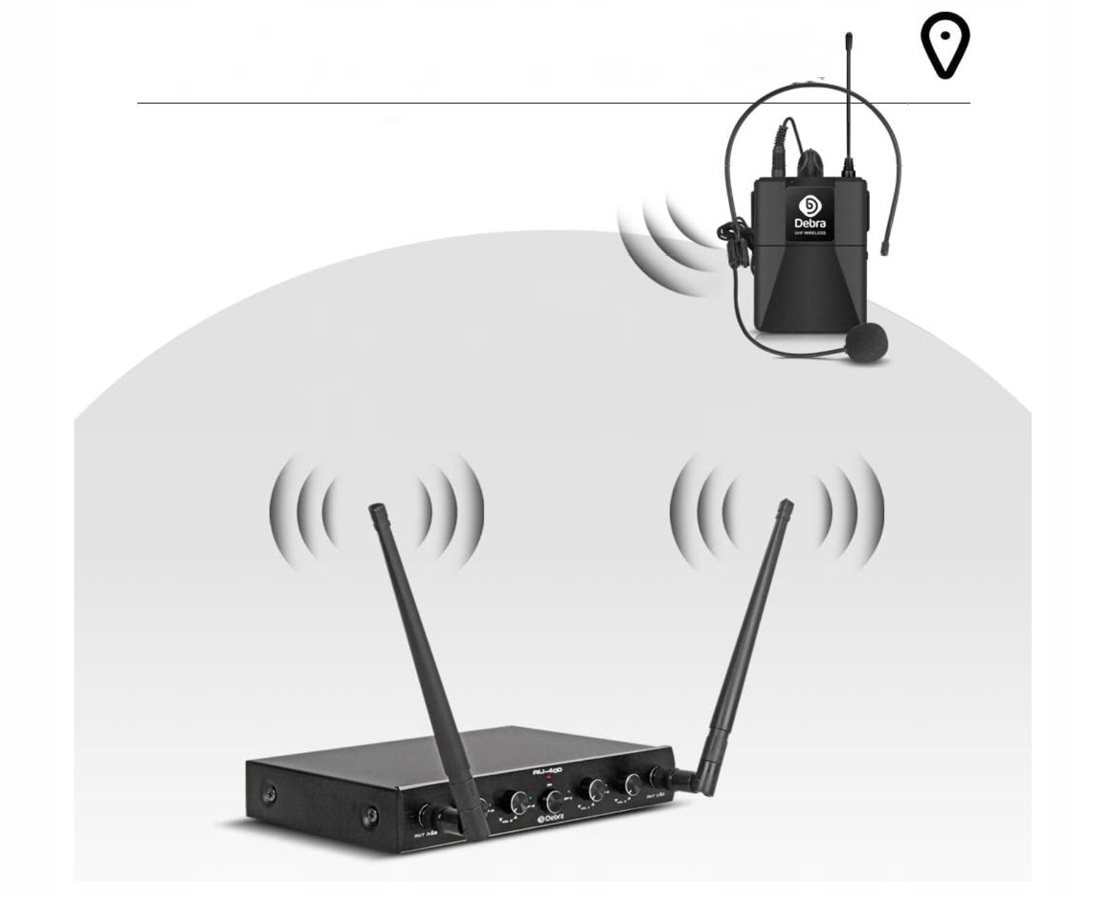 Zestaw mikrofonów bezprzewodowych nagłowne Debra Audio Pro 4-kanałowy Stan opakowania oryginalne