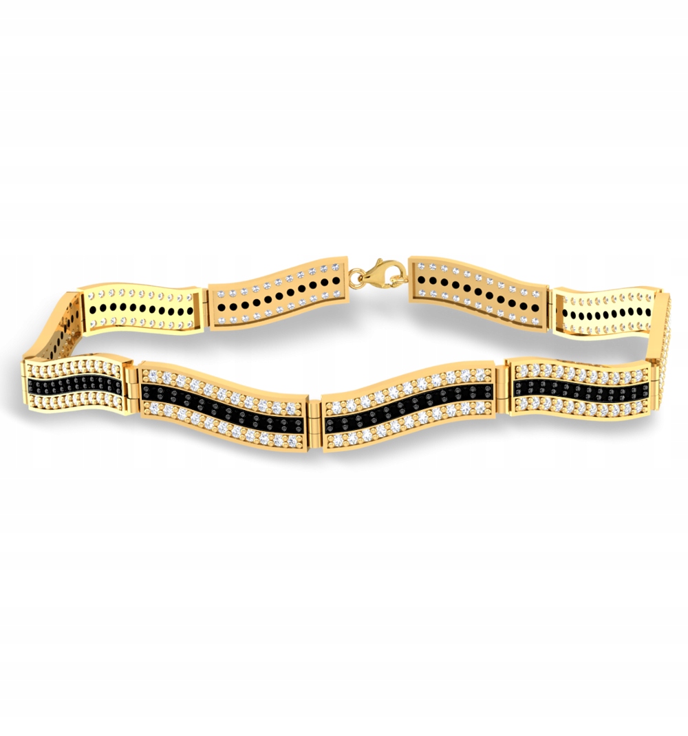 Zlatý Náramek S Černými A Bílými Zirkony Ryzosti 585
